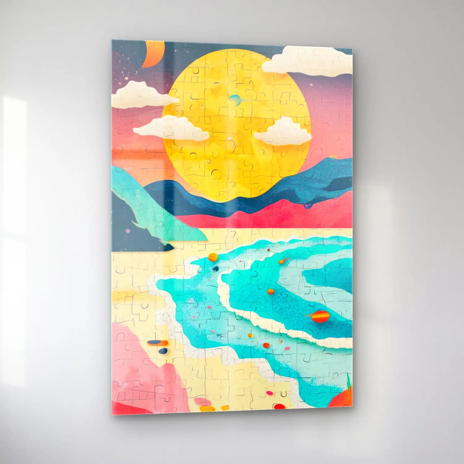 Pastel Balonlar cam tablo — sol açıdan görünüm