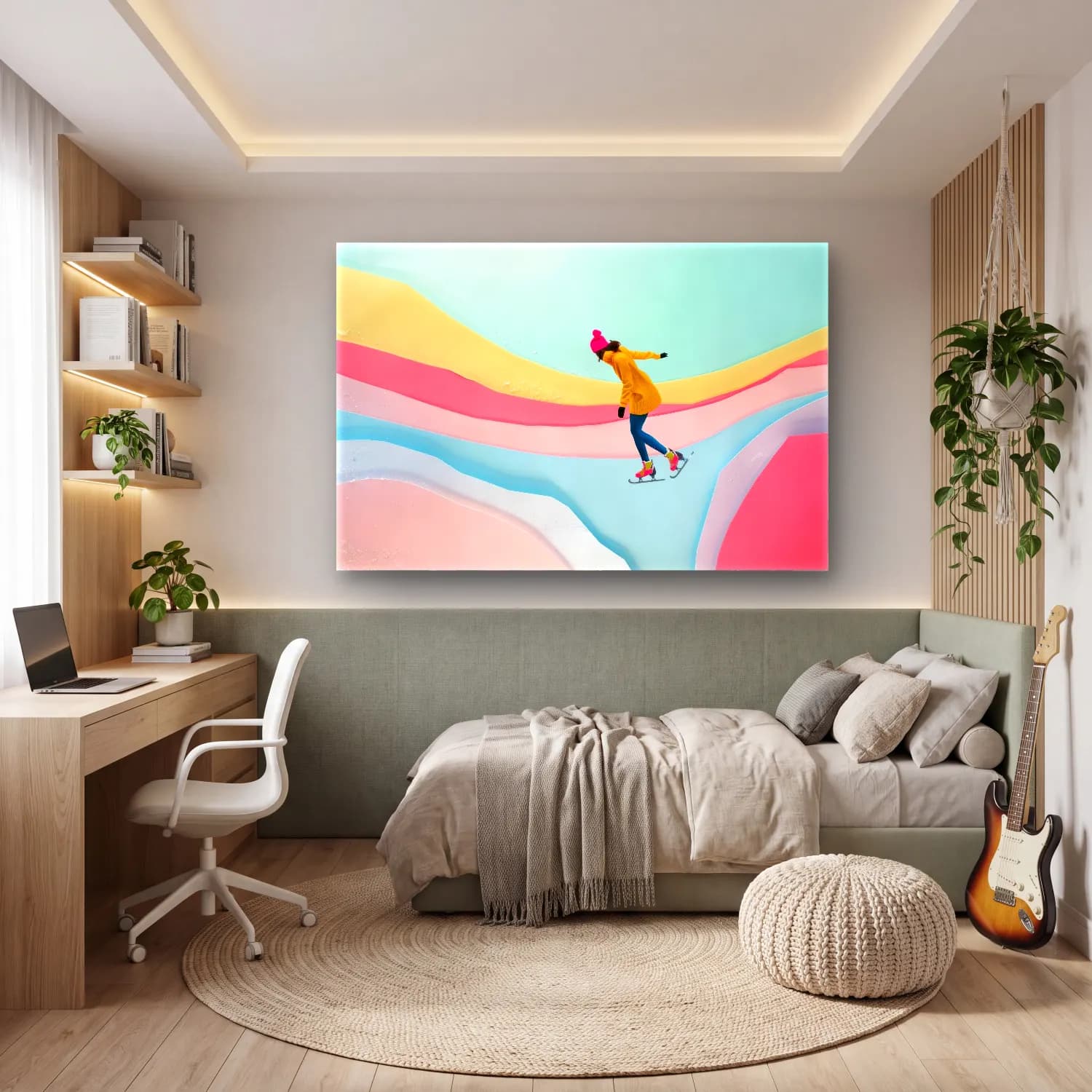 Maksimalist Kayak – Pembe Tonlar cam tablo — genç odasında