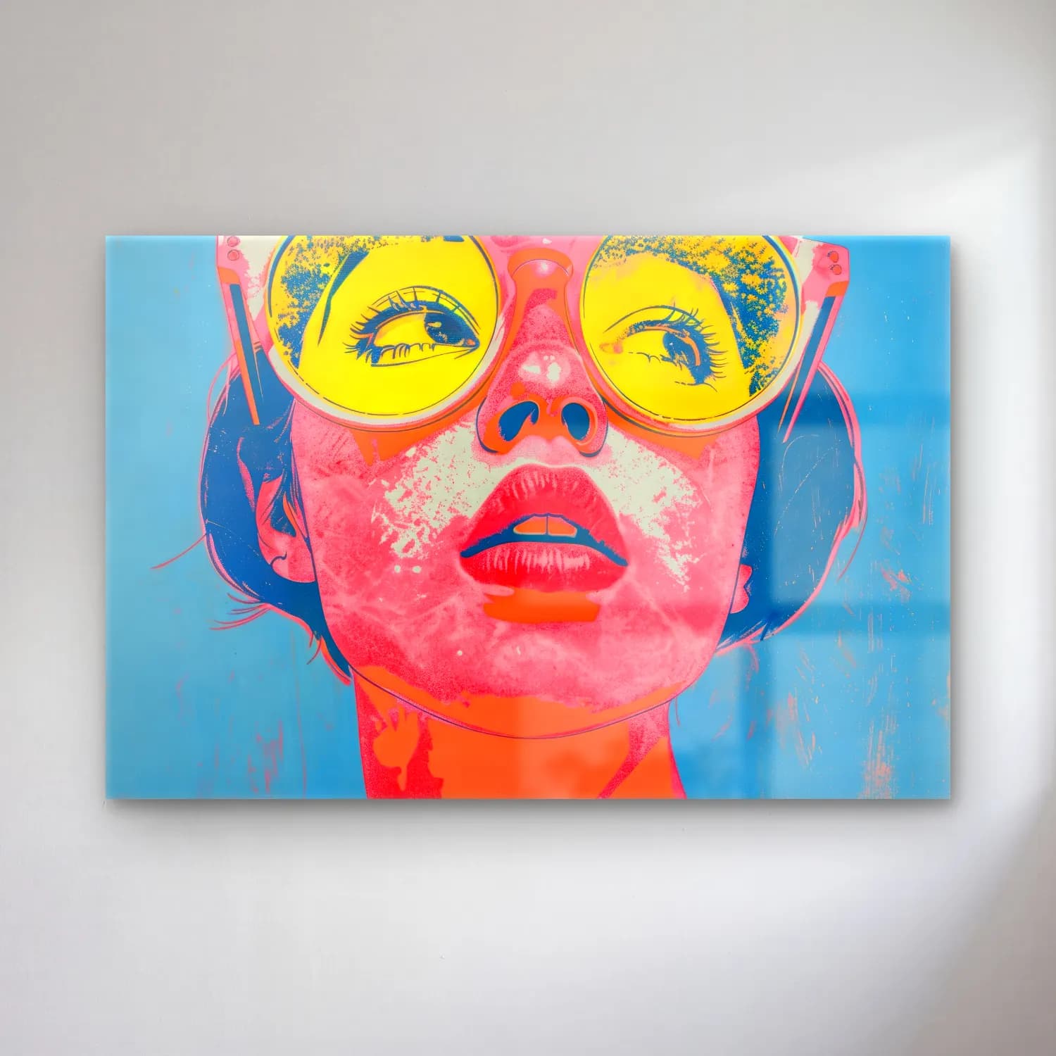 Pop Art Kadın Portresi – Turuncu Tonlar cam tablo — Pop Art Kadın Portresi – Turuncu Tonlar — pop art kadın portresi