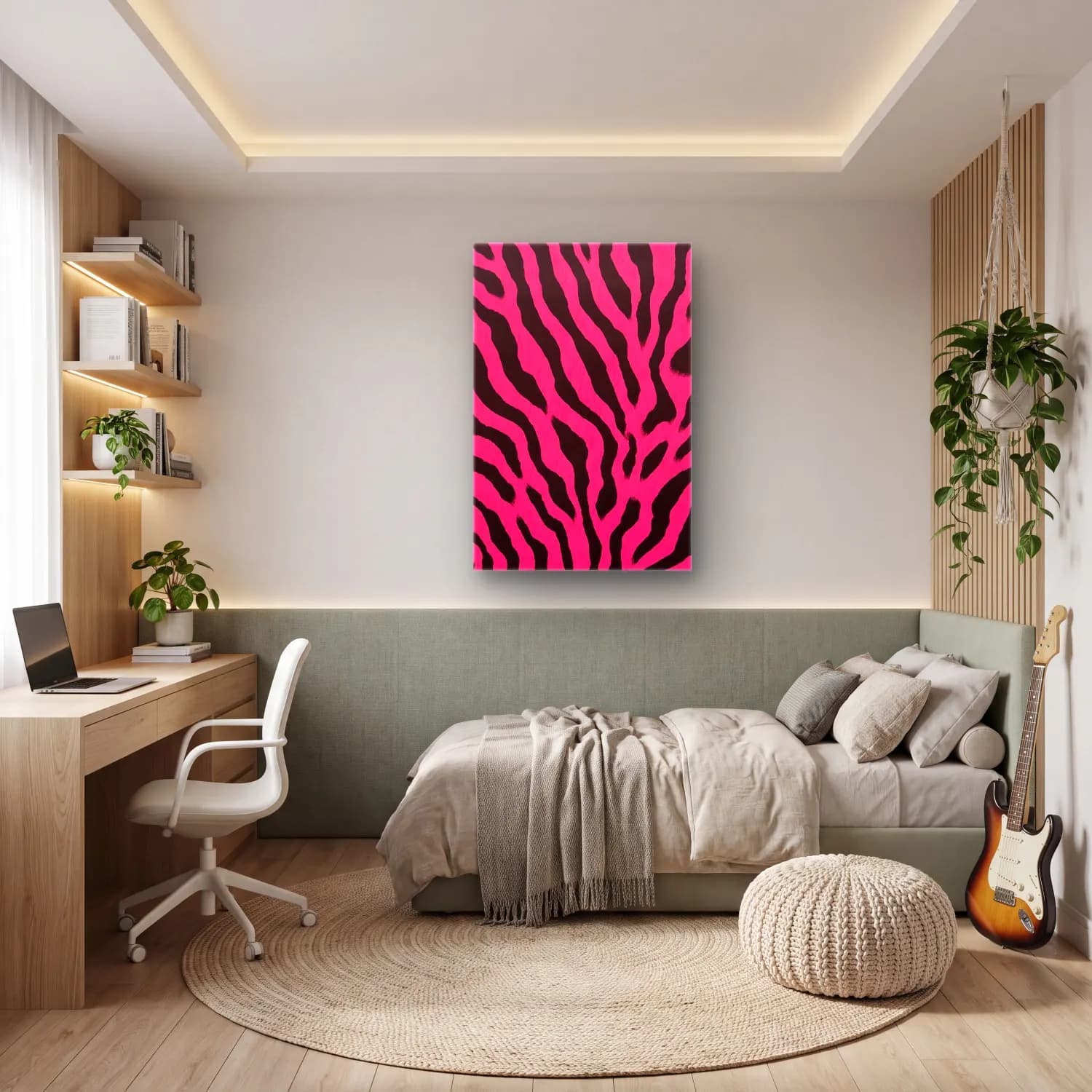 Retro Zebra cam tablo — genç odasında