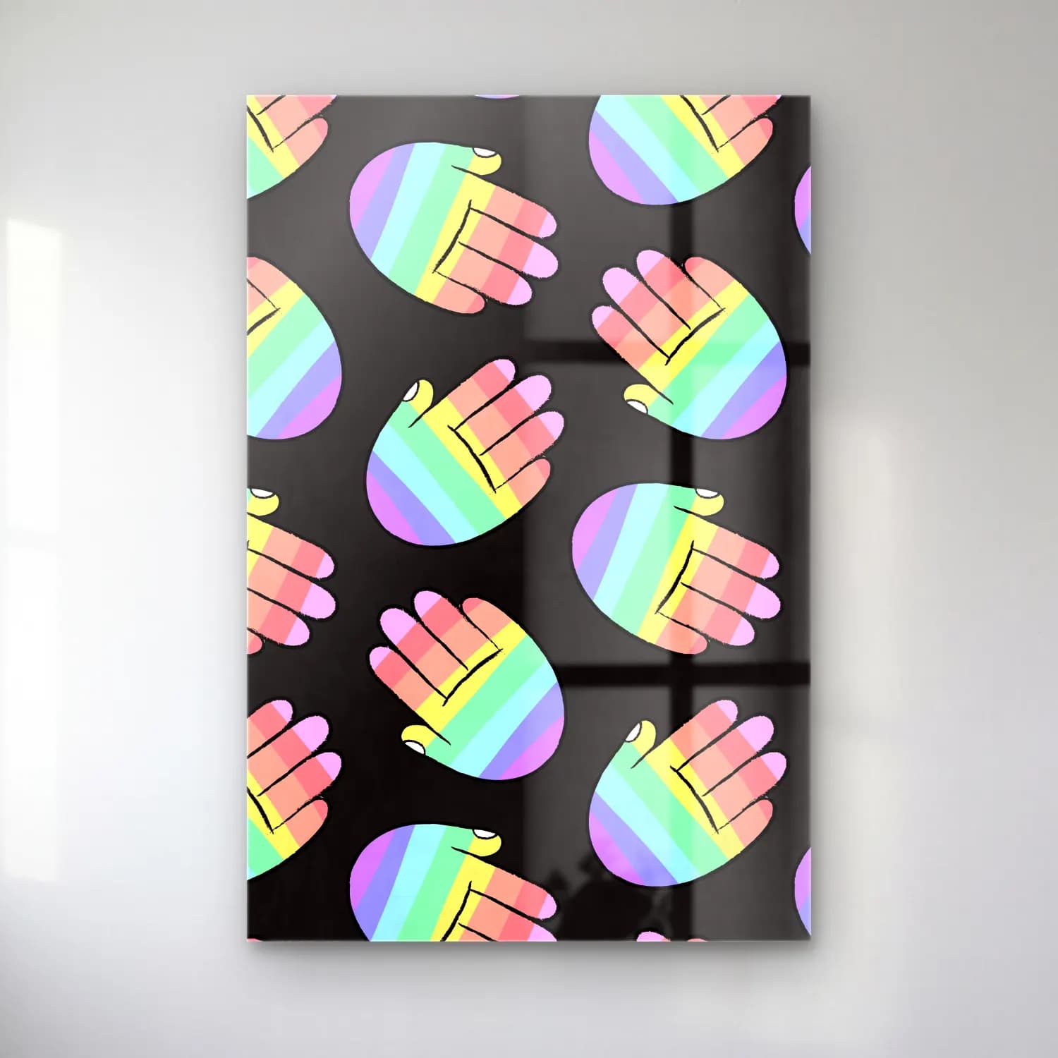 Pastel Eller – Siyah Beyaz Tonlar cam tablo — Pastel Eller – Siyah Beyaz Tonlar — pastel eller