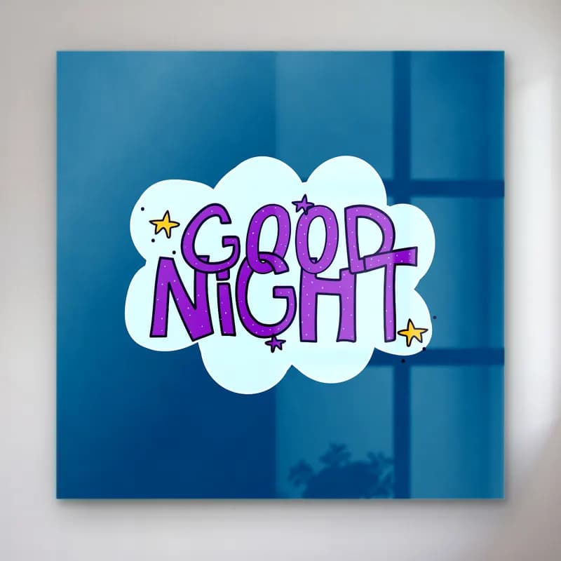 Sevimli İllüstrasyon Yıldızlı Gece cam tablo — Sevimli İllüstrasyon Yıldızlı Gece — sevimli i̇llüstrasyon yıldızlı gece