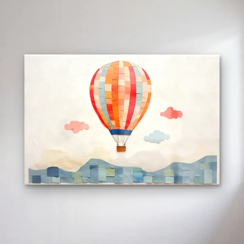 Pastel Sıcak Hava Balonu – Turuncu Tonlar cam tablo — Pastel Sıcak Hava Balonu – Turuncu Tonlar — pastel sıcak hava balonu