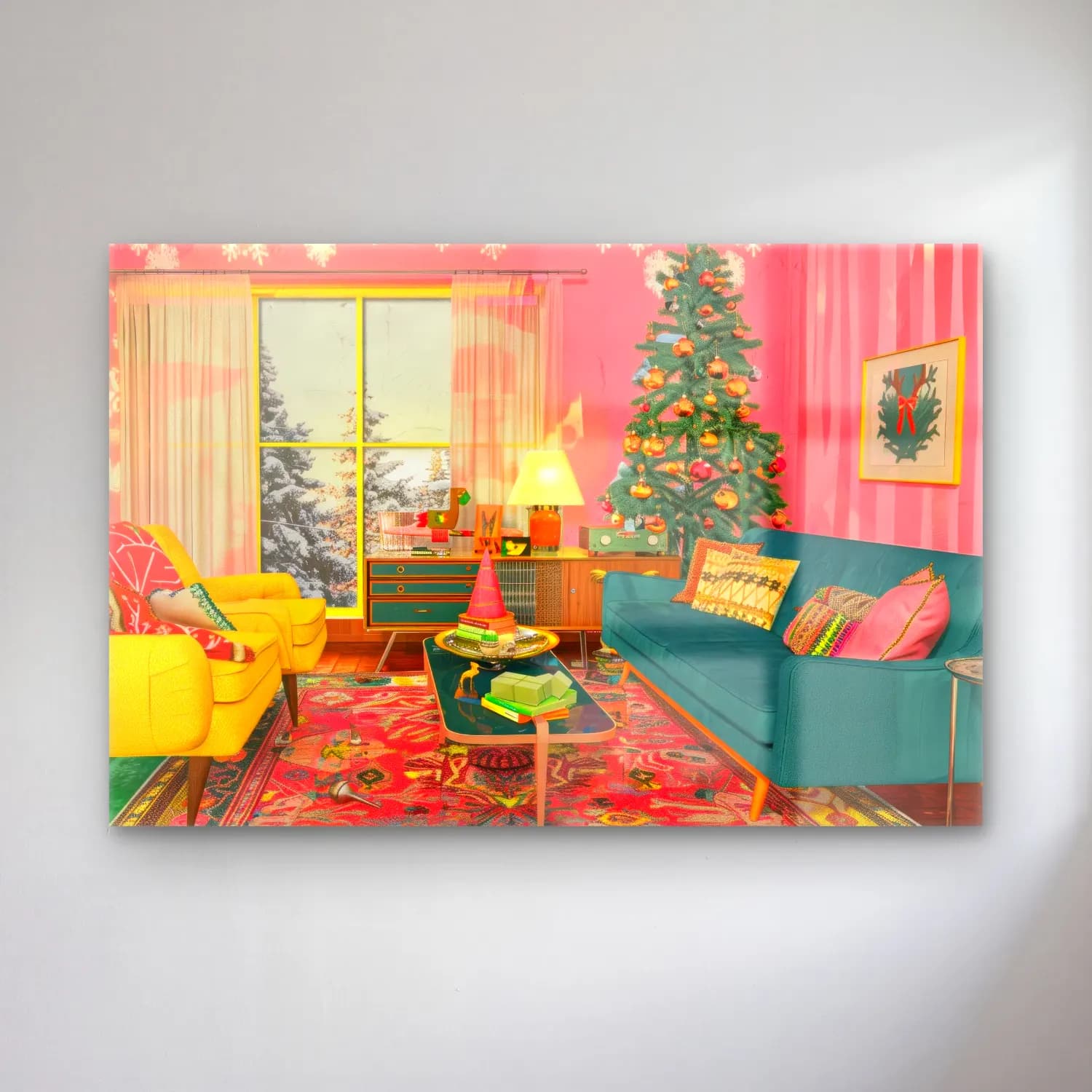 Maksimalist Vintage İç Mekân – Pembe Tonlar cam tablo — Maksimalist Vintage İç Mekân – Pembe Tonlar — maksimalist vintage i̇ç mekân