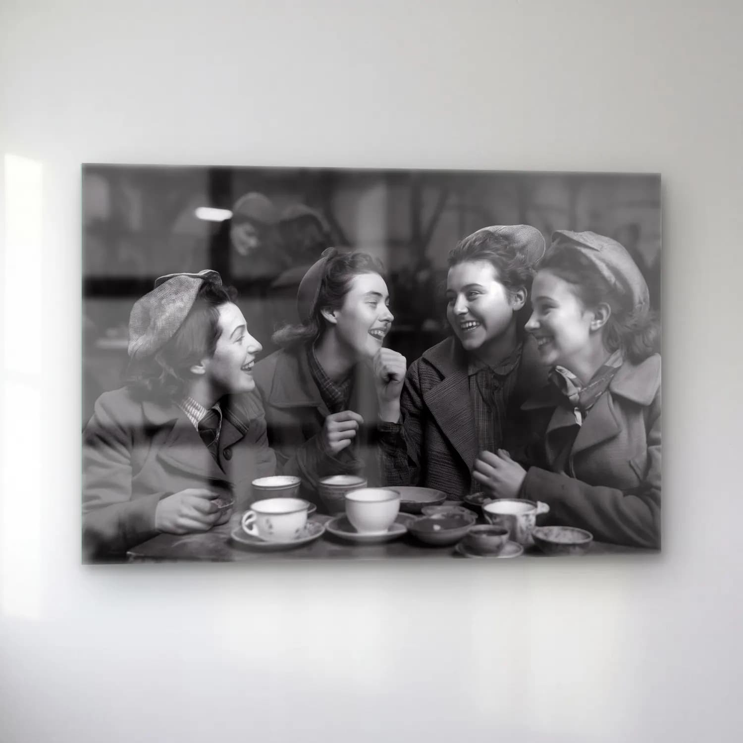 Vintage Çay Fincanı cam tablo — sol açıdan görünüm