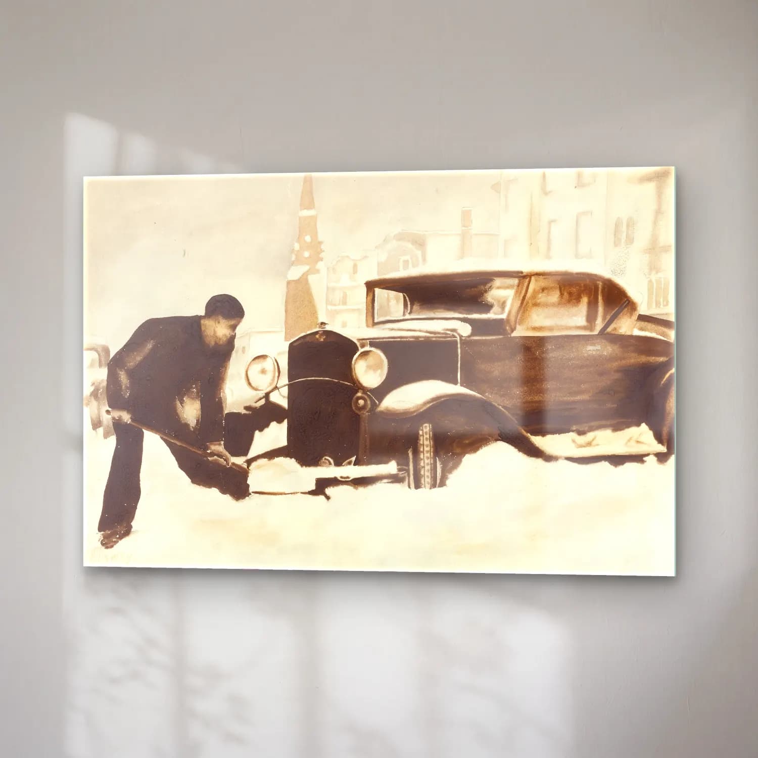 Vintage Klasik Araba cam tablo — sağ açıdan görünüm