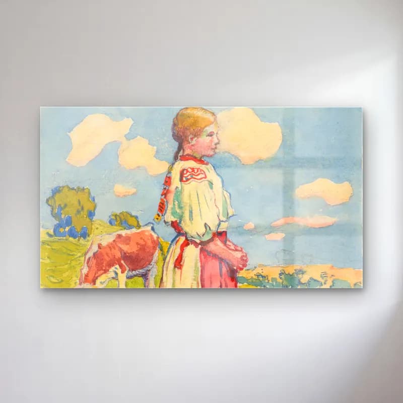 Vintage Elbiseli Kadın – Pastel Tonlar cam tablo — Vintage Elbiseli Kadın – Pastel Tonlar — vintage elbiseli kadın