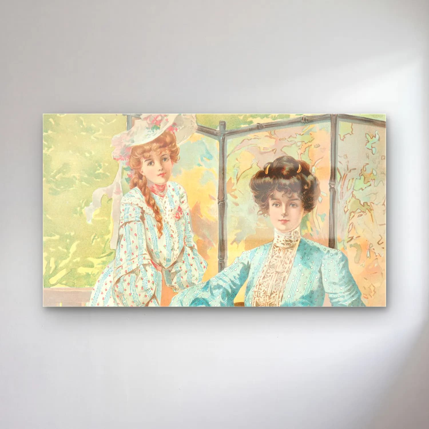 H. B. Claflin – Batiste rayure soie cam tablo — H. B. Claflin – Batiste rayure soie — vintage elbiseli kadın