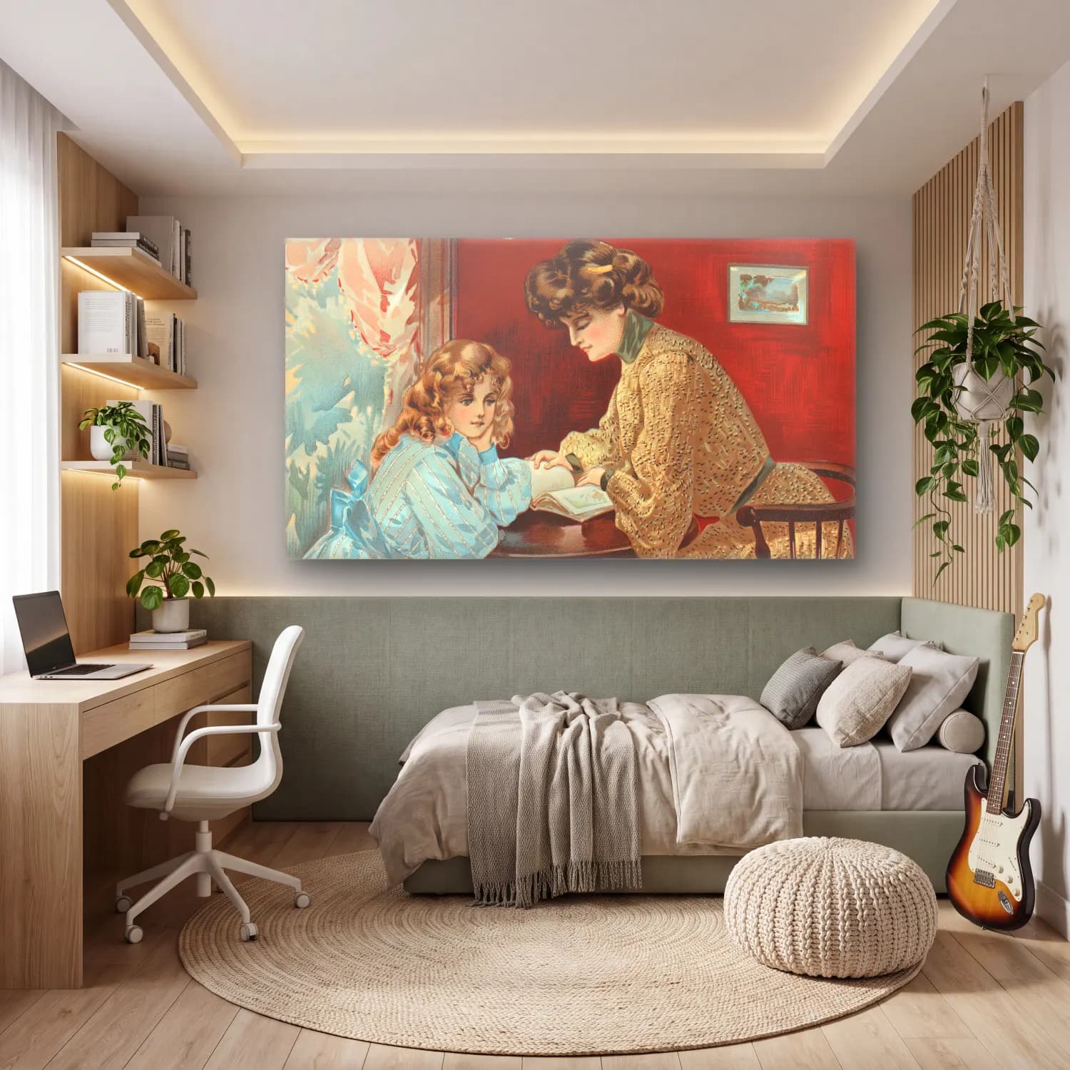 H. B. Claflin – Crépe silk rayé Crépe nouveauté cam tablo — genç odasında
