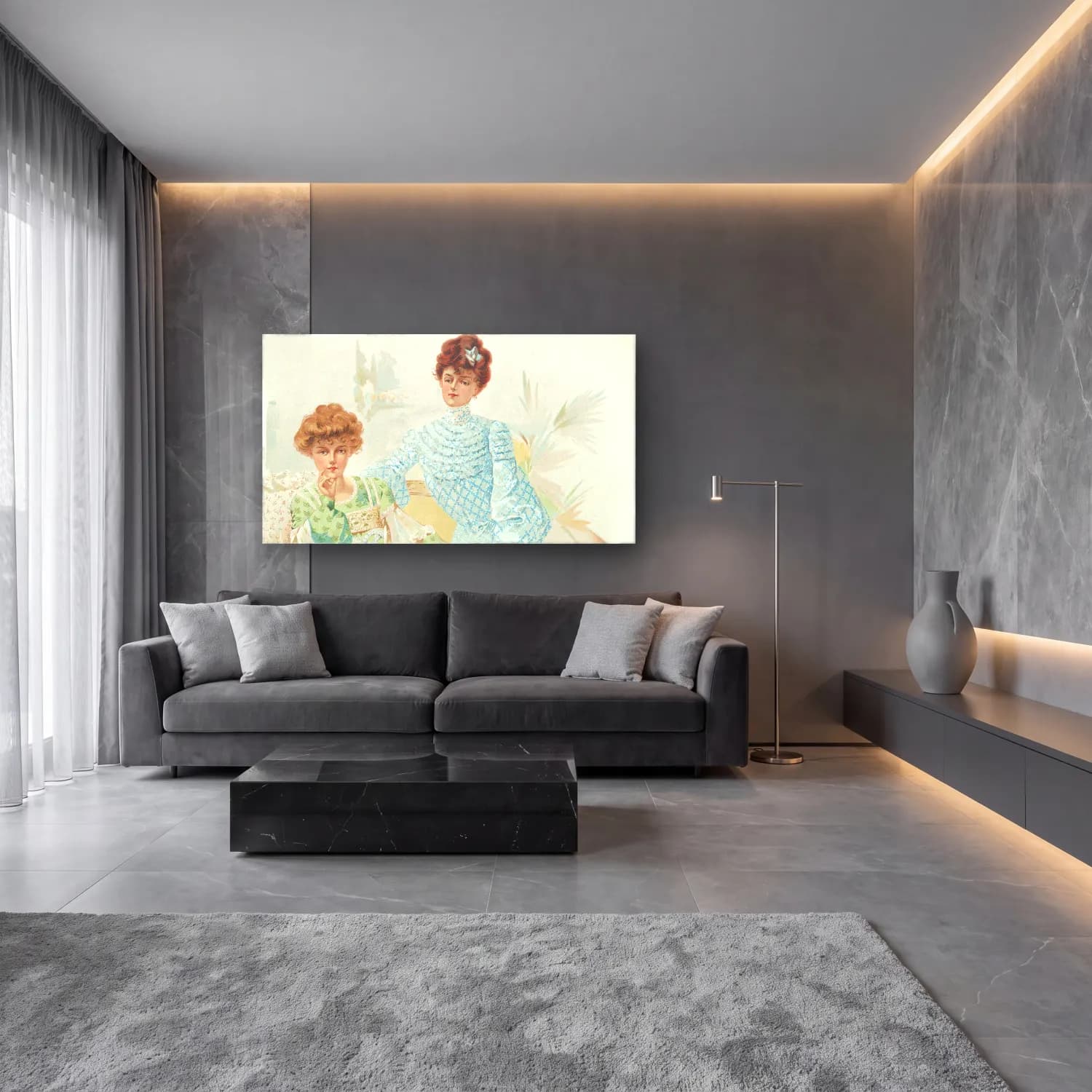 H. B. Claflin – Drap de trois cam tablo — lüks salon duvarında