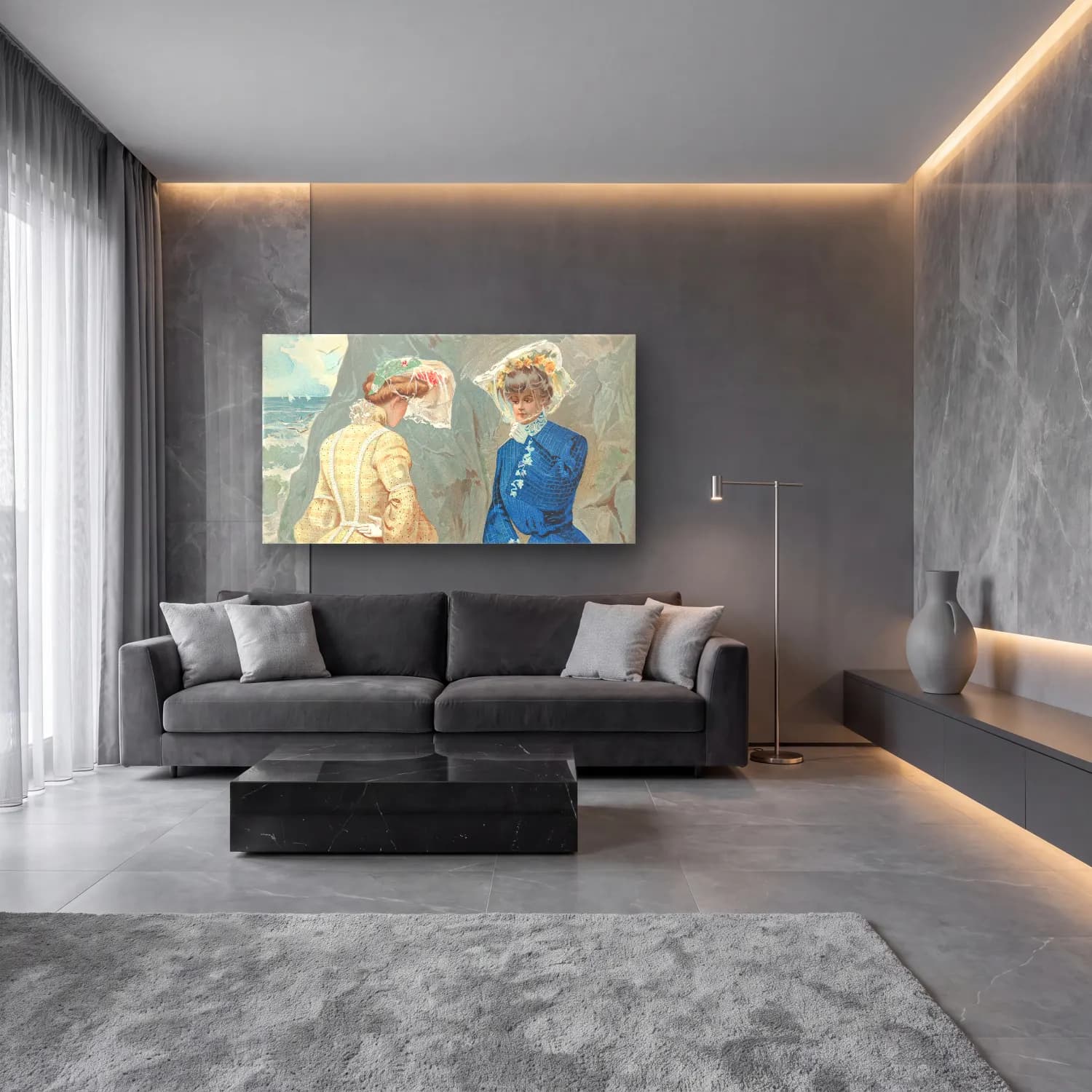H. B. Claflin – Voile sextette cam tablo — lüks salon duvarında