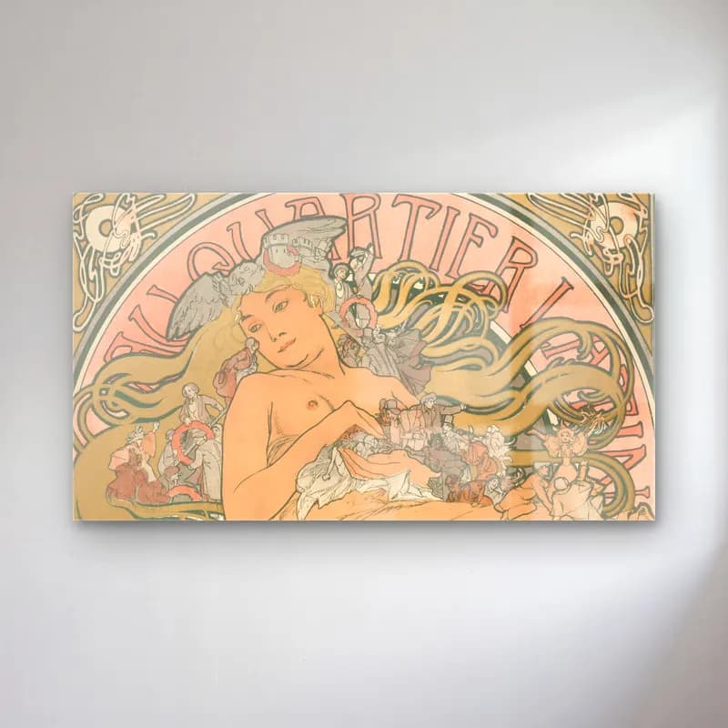 Alphonse Mucha – Au Quartier Latin cam tablo — Alphonse Mucha – Au Quartier Latin — vintage poster figür çalışması