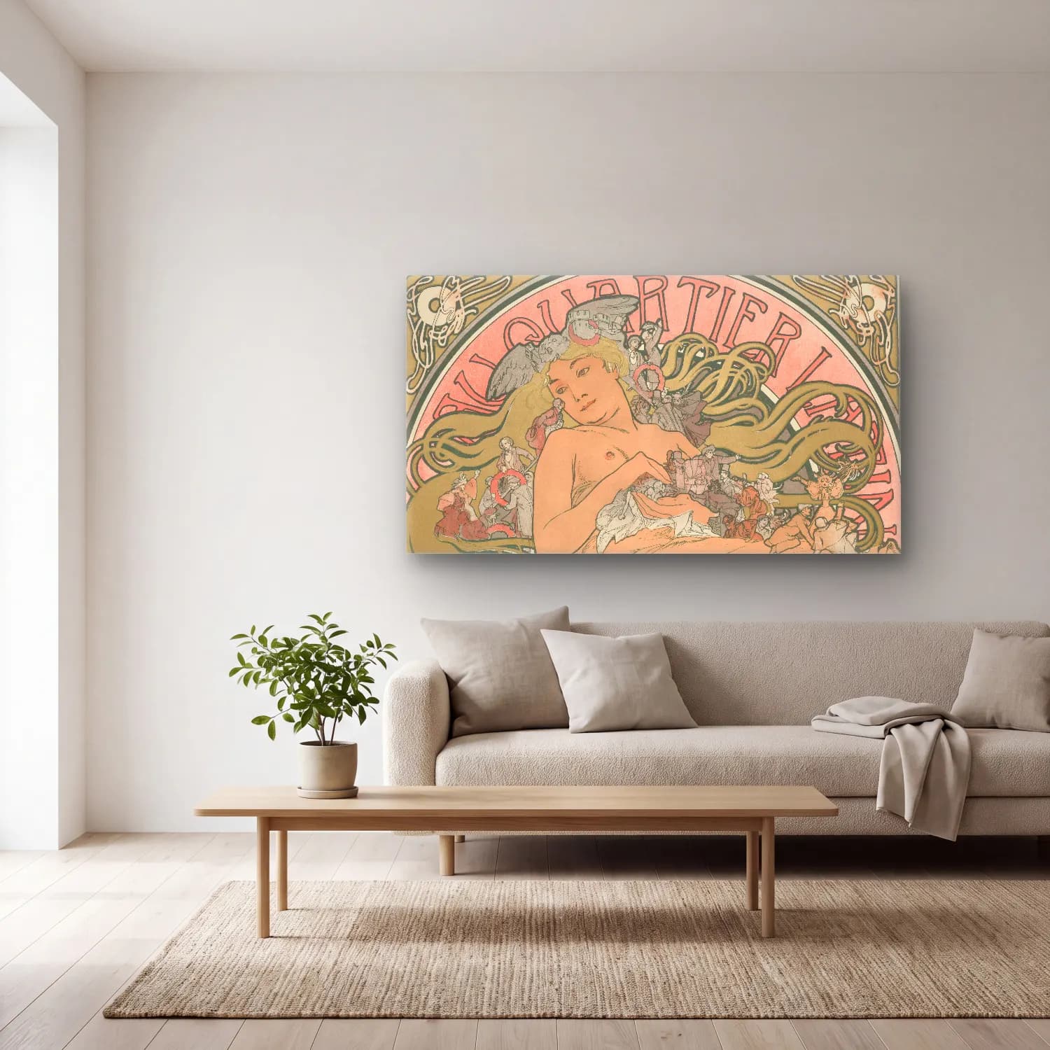 Alphonse Mucha – Au Quartier Latin cam tablo — açık renk salonda