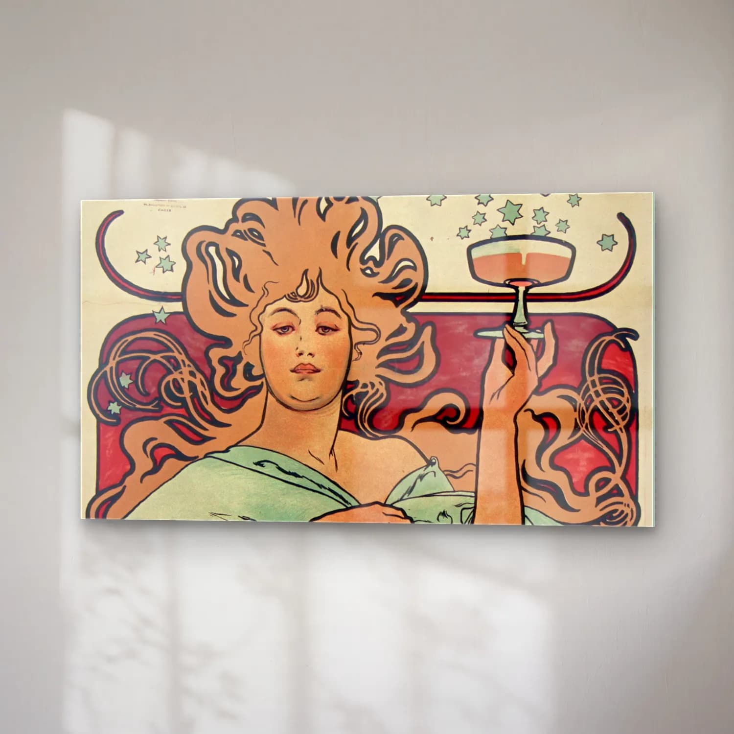 Alphonse Mucha – Champagne Ruinart cam tablo — sağ açıdan görünüm