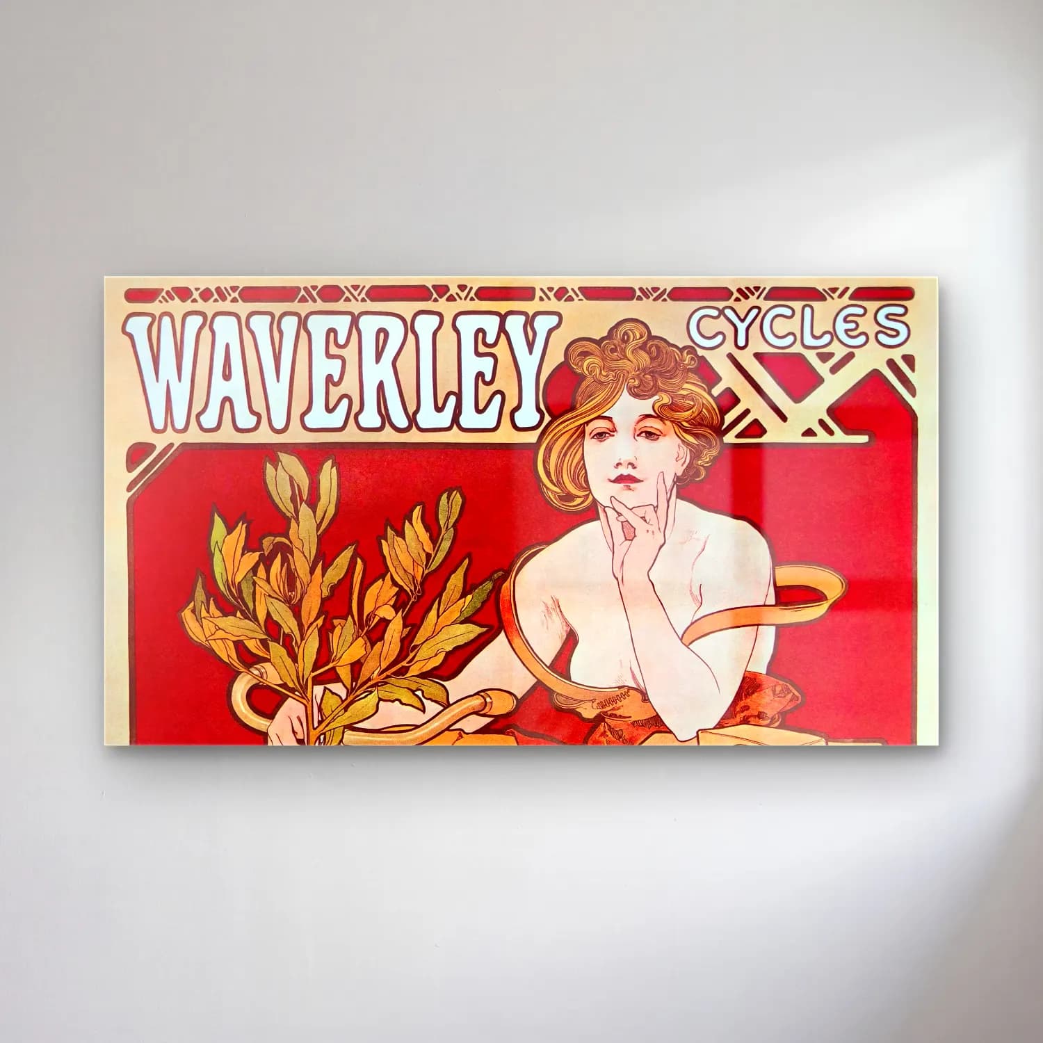 Alphonse Mucha – Cycles Waverley Paris cam tablo — Alphonse Mucha – Cycles Waverley Paris — vintage poster bisiklet