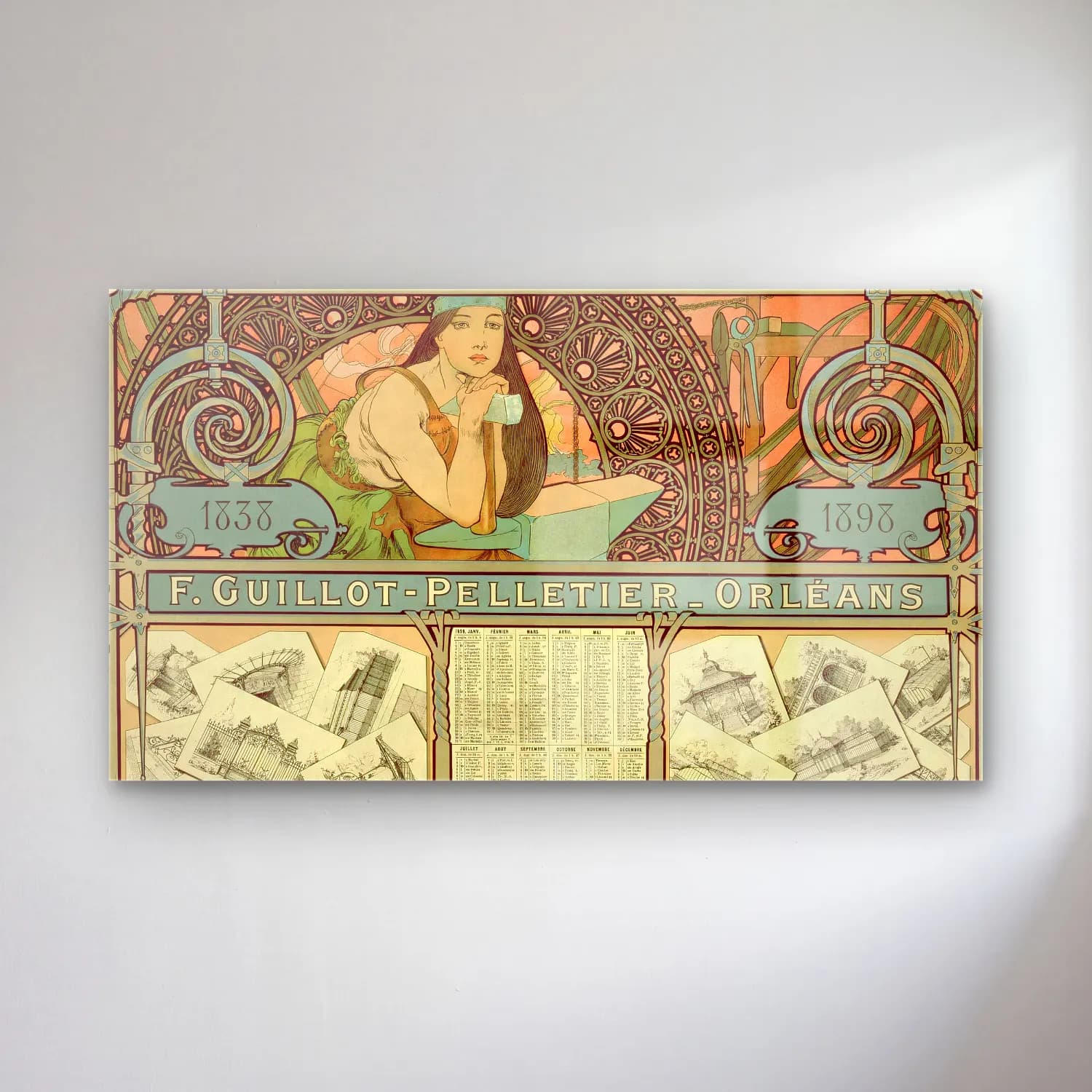Alphonse Mucha – F. Guillot Pelletier-Orleans 1838– cam tablo — Alphonse Mucha – F. Guillot Pelletier-Orleans 1838– — vintage poster antika harita
