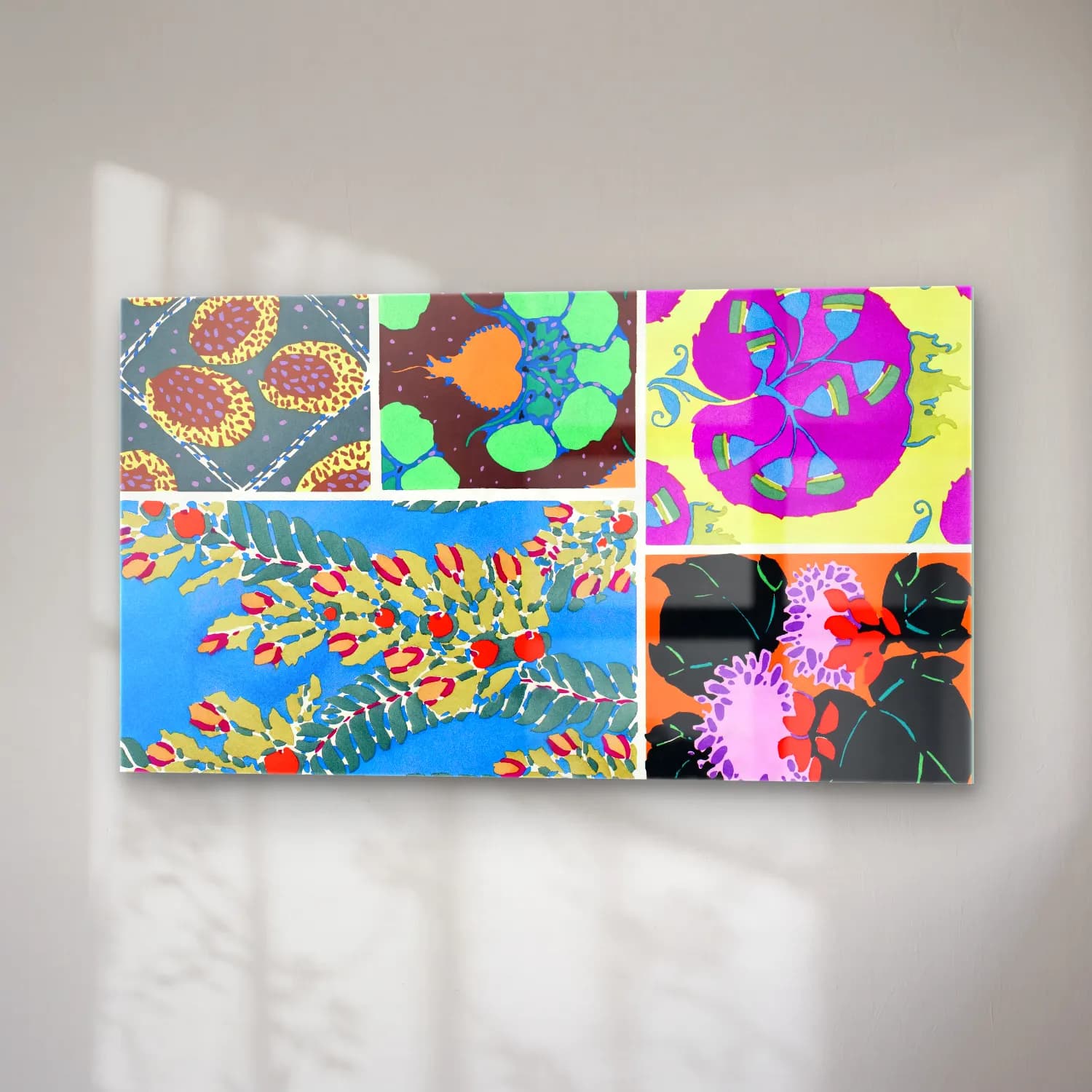E.A. Séguy – Botanical colorful background, vintage art deco & art… cam tablo — sağ açıdan görünüm
