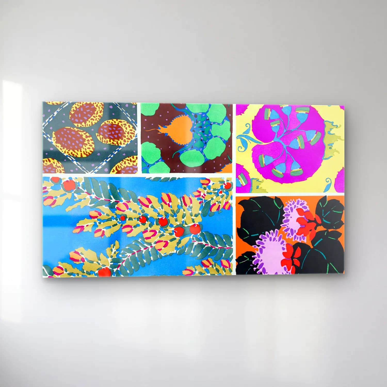 E.A. Séguy – Botanical colorful background, vintage art deco & art… cam tablo — sol açıdan görünüm