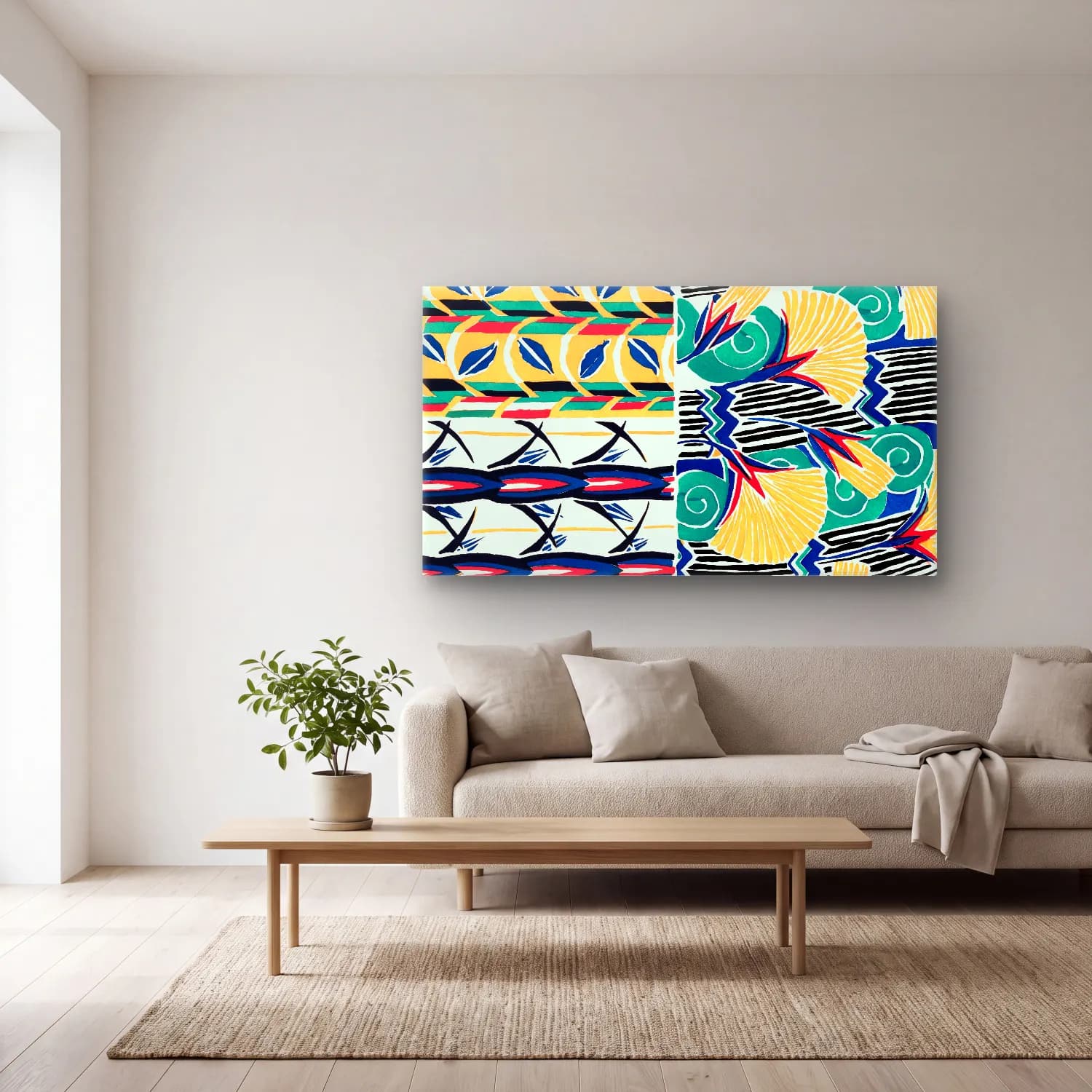 E.A. Séguy – Vintage floral patterns, Art Nouveau flower pochoir stencil… cam tablo — açık renk salonda