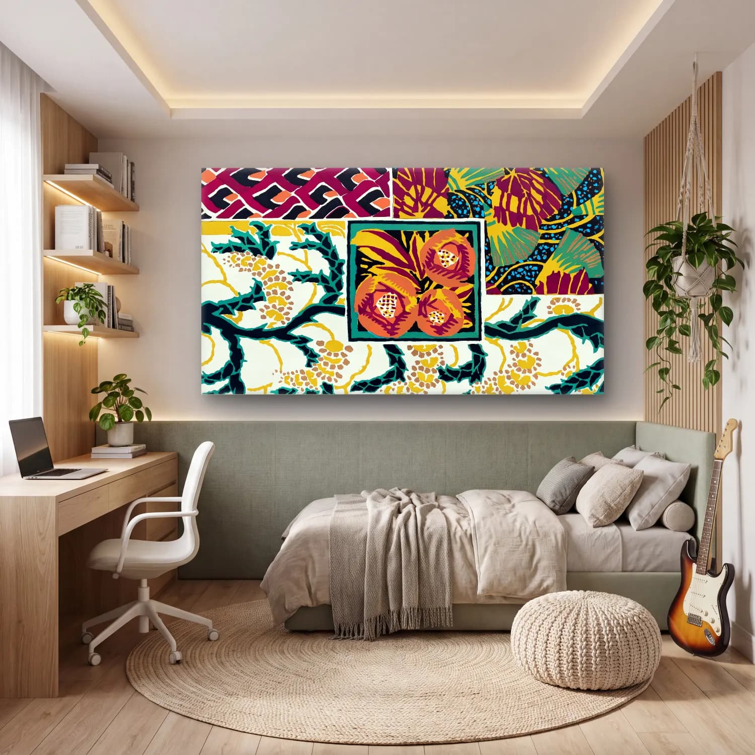 E.A. Séguy – Vintage flower patterns, elegant Art Nouveau pochoir… cam tablo — genç odasında