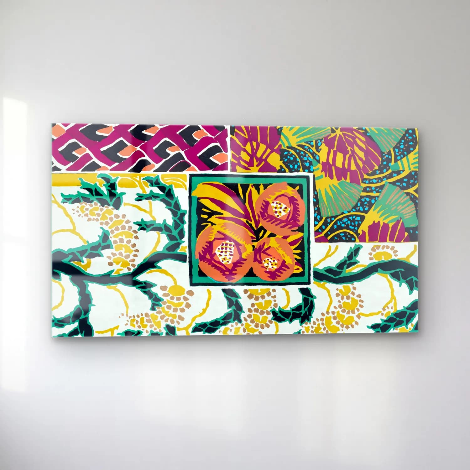 E.A. Séguy – Vintage flower patterns, elegant Art Nouveau pochoir… cam tablo — sol açıdan görünüm