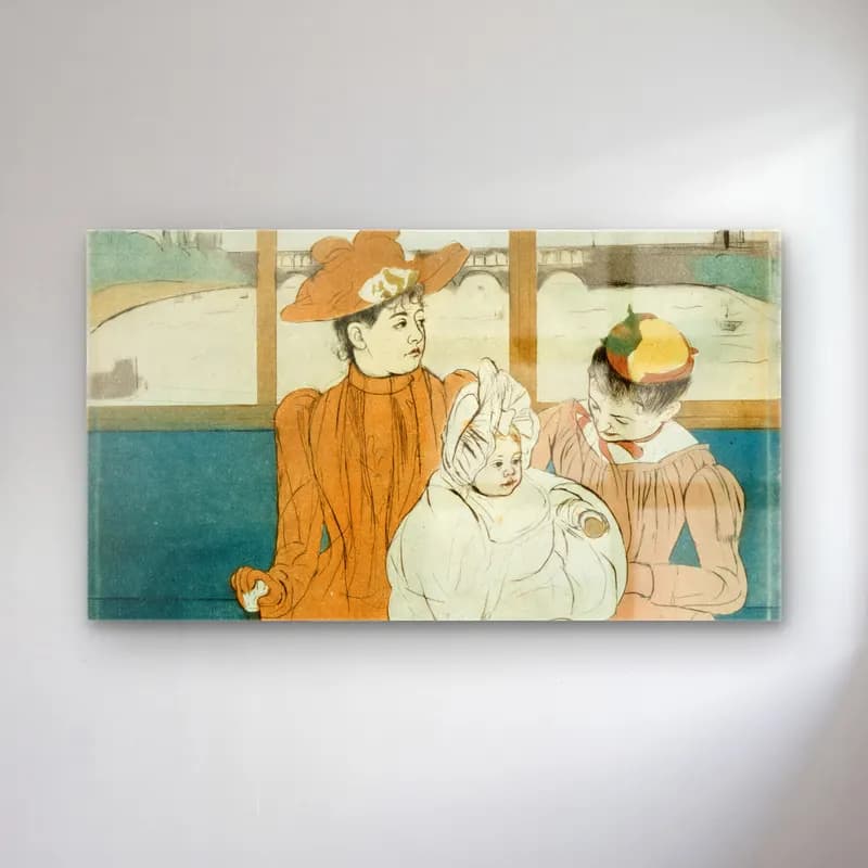 Mary Cassatt – In the Omnibus cam tablo — Mary Cassatt – In the Omnibus — vintage anne ve çocuk