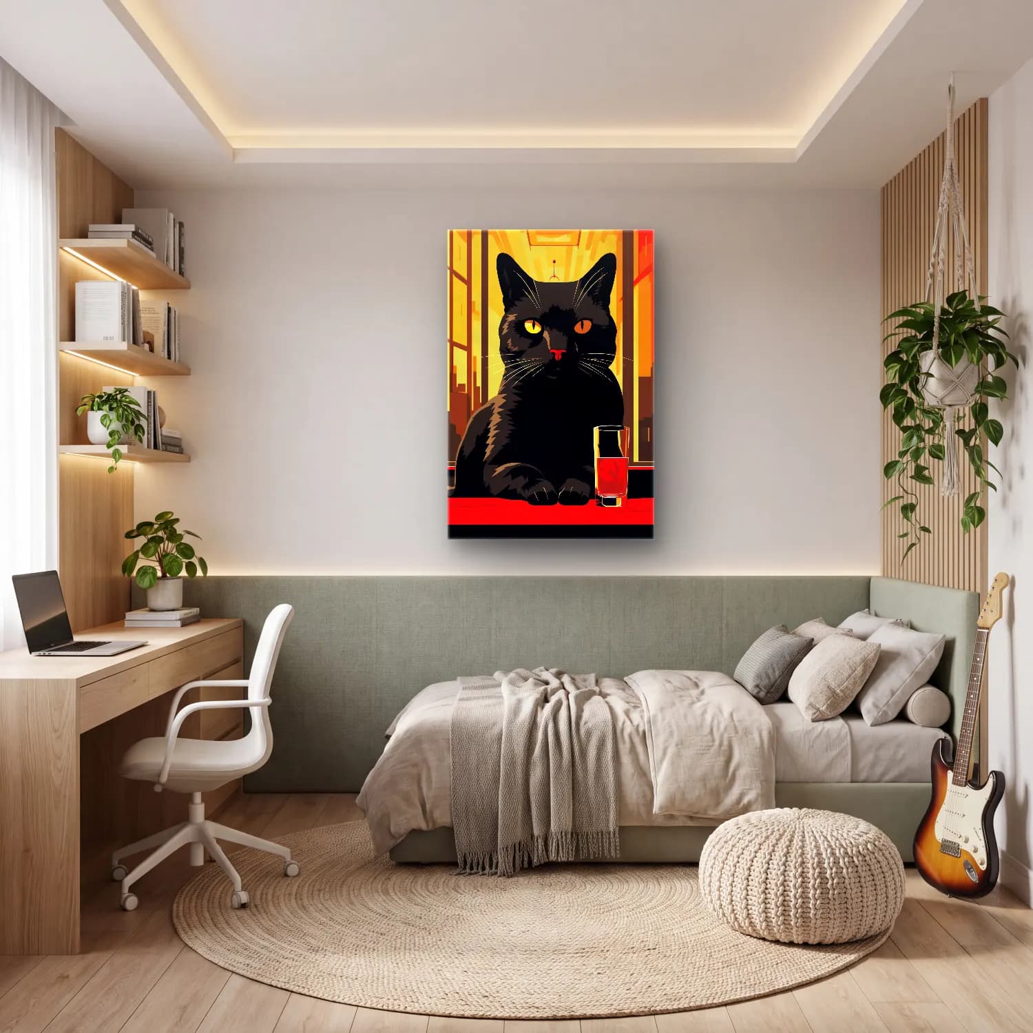 Vintage Poster Kedi No. 4 cam tablo — genç odasında