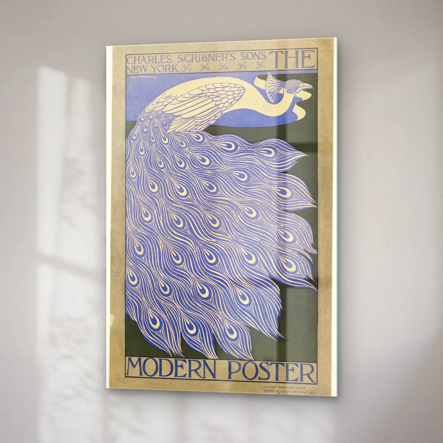 Vintage Poster Tavus Kuşu cam tablo — sağ açıdan görünüm