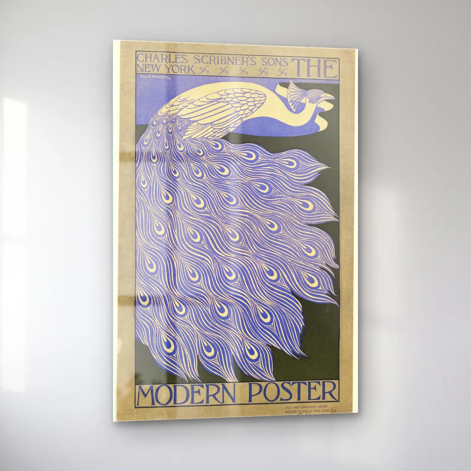 Vintage Poster Tavus Kuşu cam tablo — sol açıdan görünüm