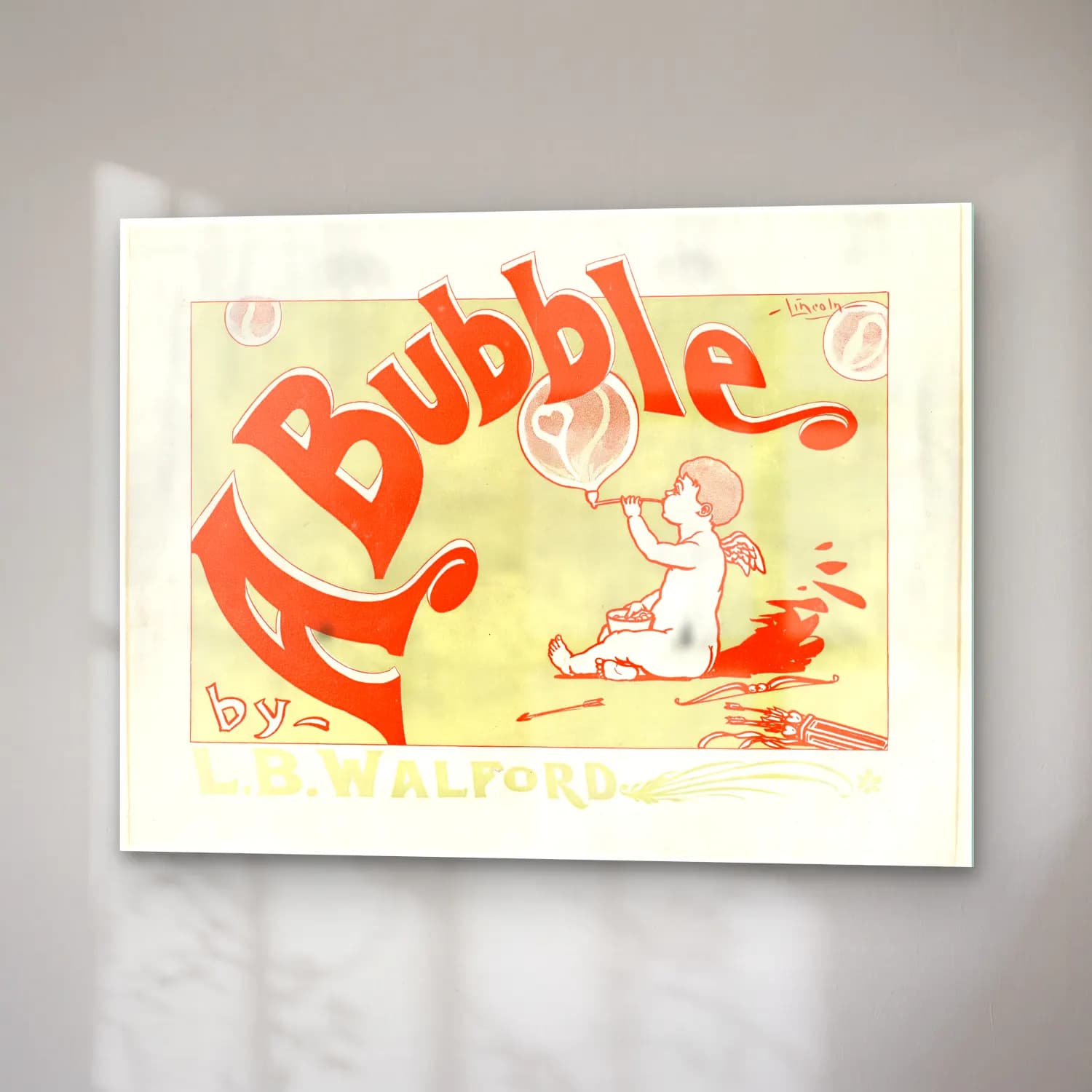 Vintage Poster Melek – Turuncu Tonlar cam tablo — sağ açıdan görünüm