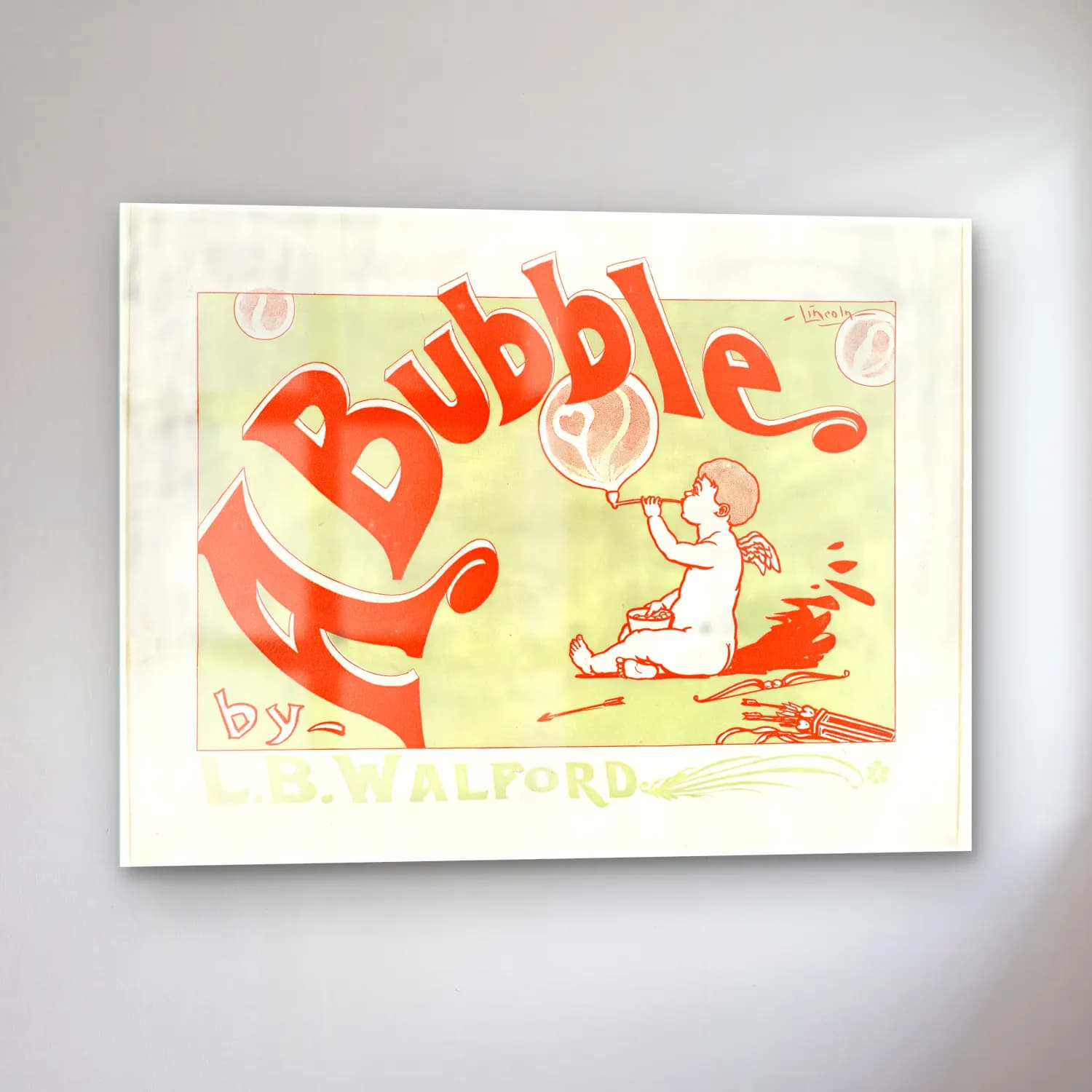 Vintage Poster Melek – Turuncu Tonlar cam tablo — sol açıdan görünüm