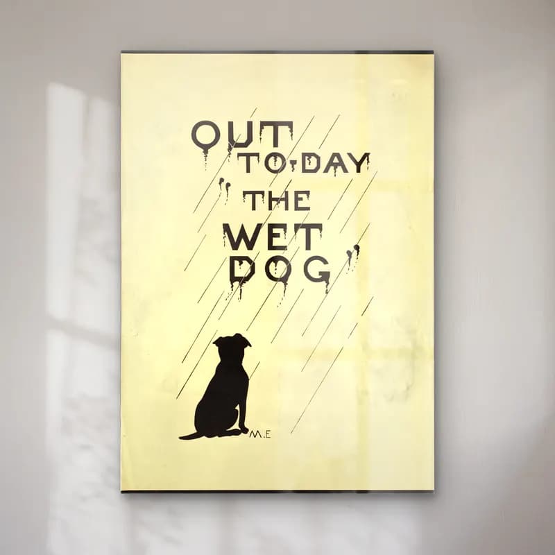 Vintage Poster Köpek – Siyah Beyaz Tonlar cam tablo — Vintage Poster Köpek – Siyah Beyaz Tonlar — vintage poster köpek