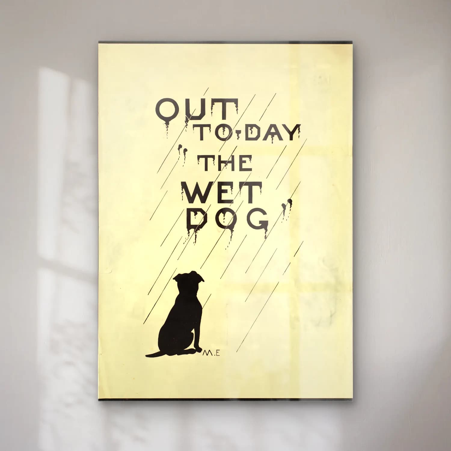 Vintage Poster Köpek – Siyah Beyaz Tonlar cam tablo — Vintage Poster Köpek – Siyah Beyaz Tonlar — vintage poster köpek