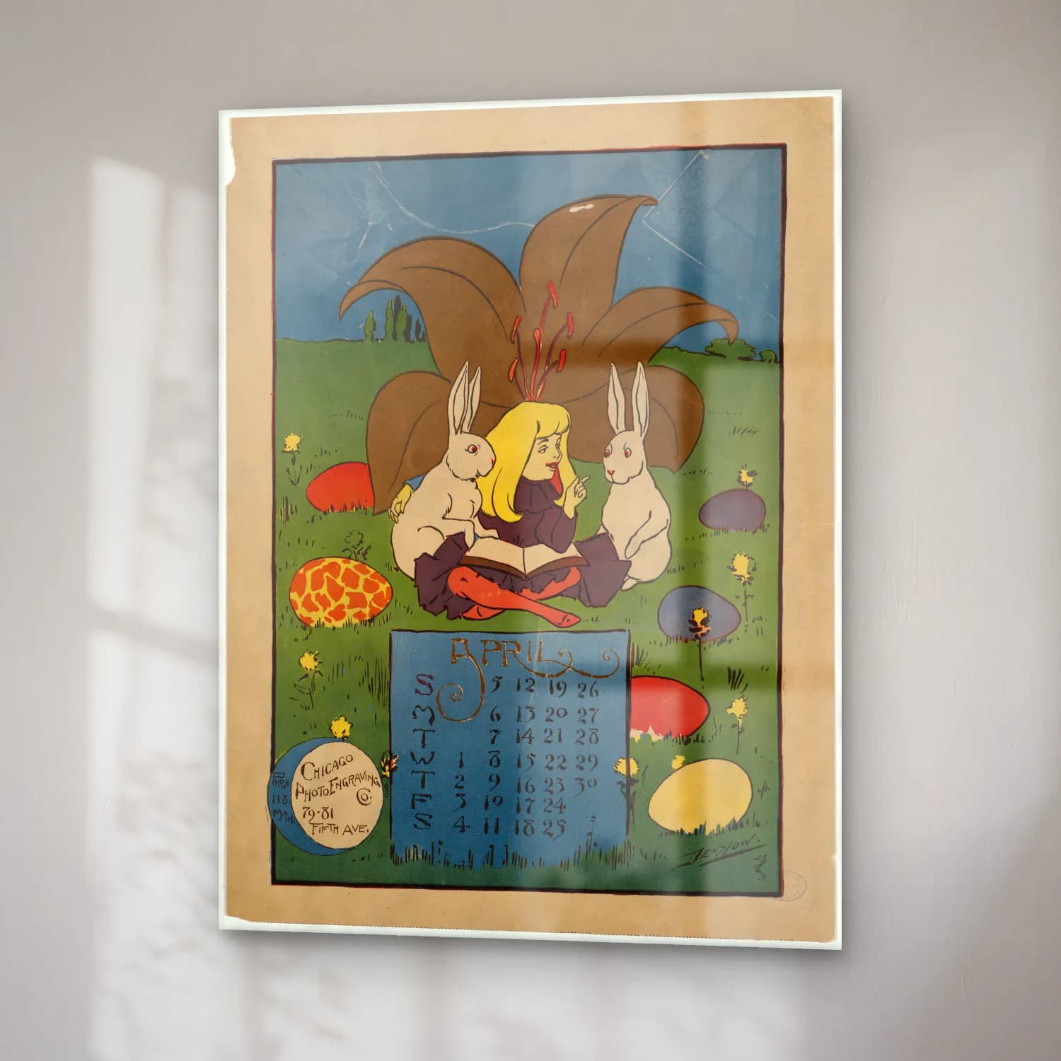 Vintage Poster Tavşan cam tablo — sağ açıdan görünüm