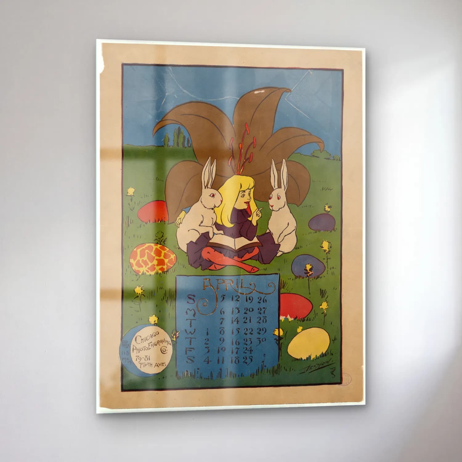 Vintage Poster Tavşan cam tablo — sol açıdan görünüm
