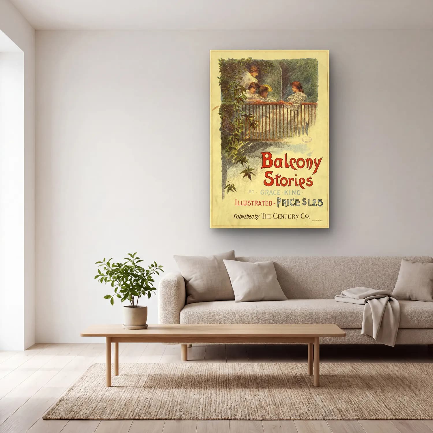 Vintage Poster Kitap Okuyan Kadın – Bej Tonlar cam tablo — açık renk salonda