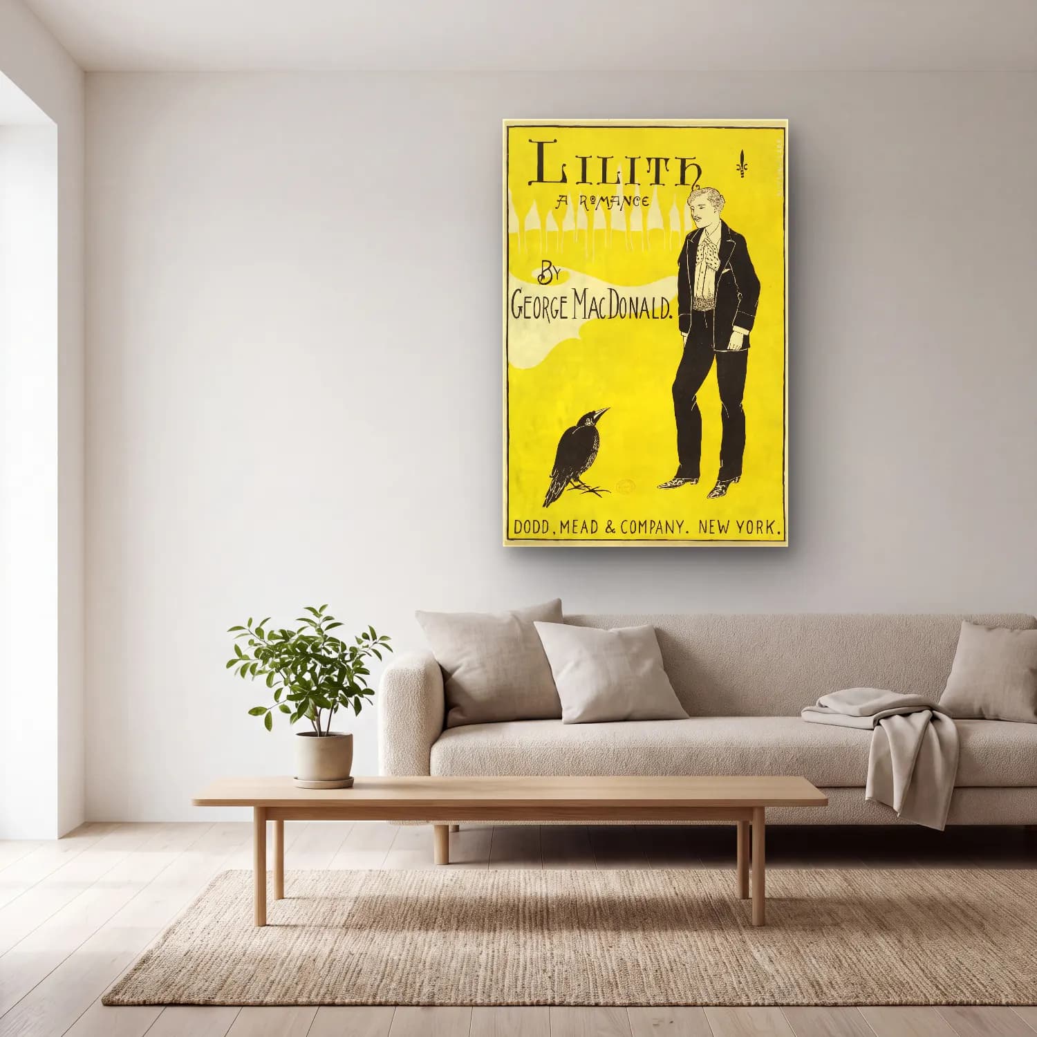 Vintage Poster Erkek Portresi – Siyah Beyaz Tonlar cam tablo — açık renk salonda