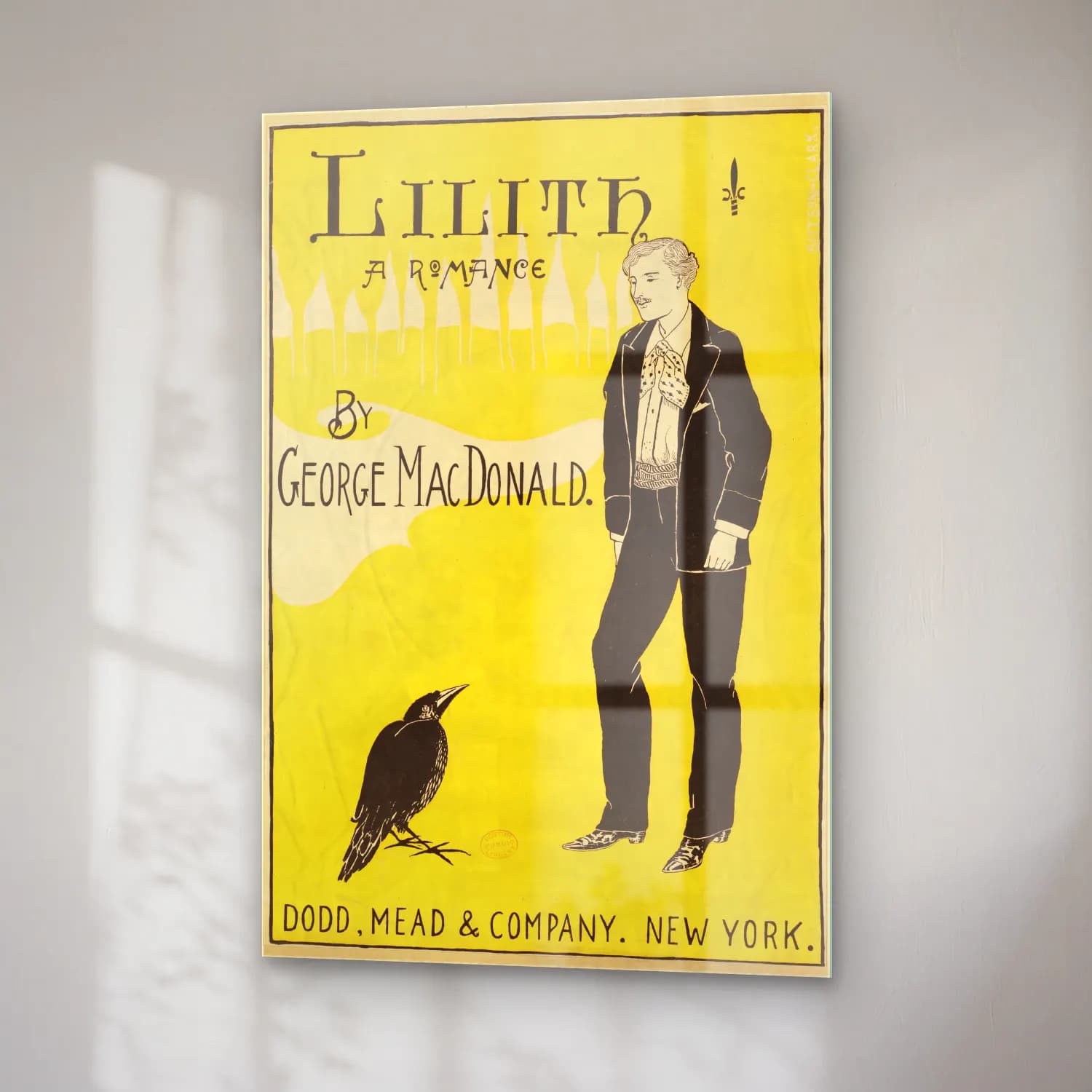 Vintage Poster Erkek Portresi – Siyah Beyaz Tonlar cam tablo — sağ açıdan görünüm