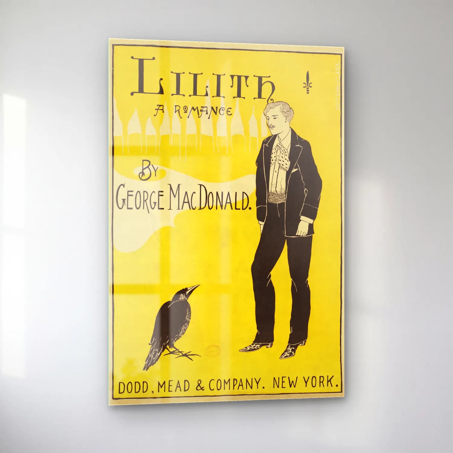 Vintage Poster Erkek Portresi – Siyah Beyaz Tonlar cam tablo — sol açıdan görünüm