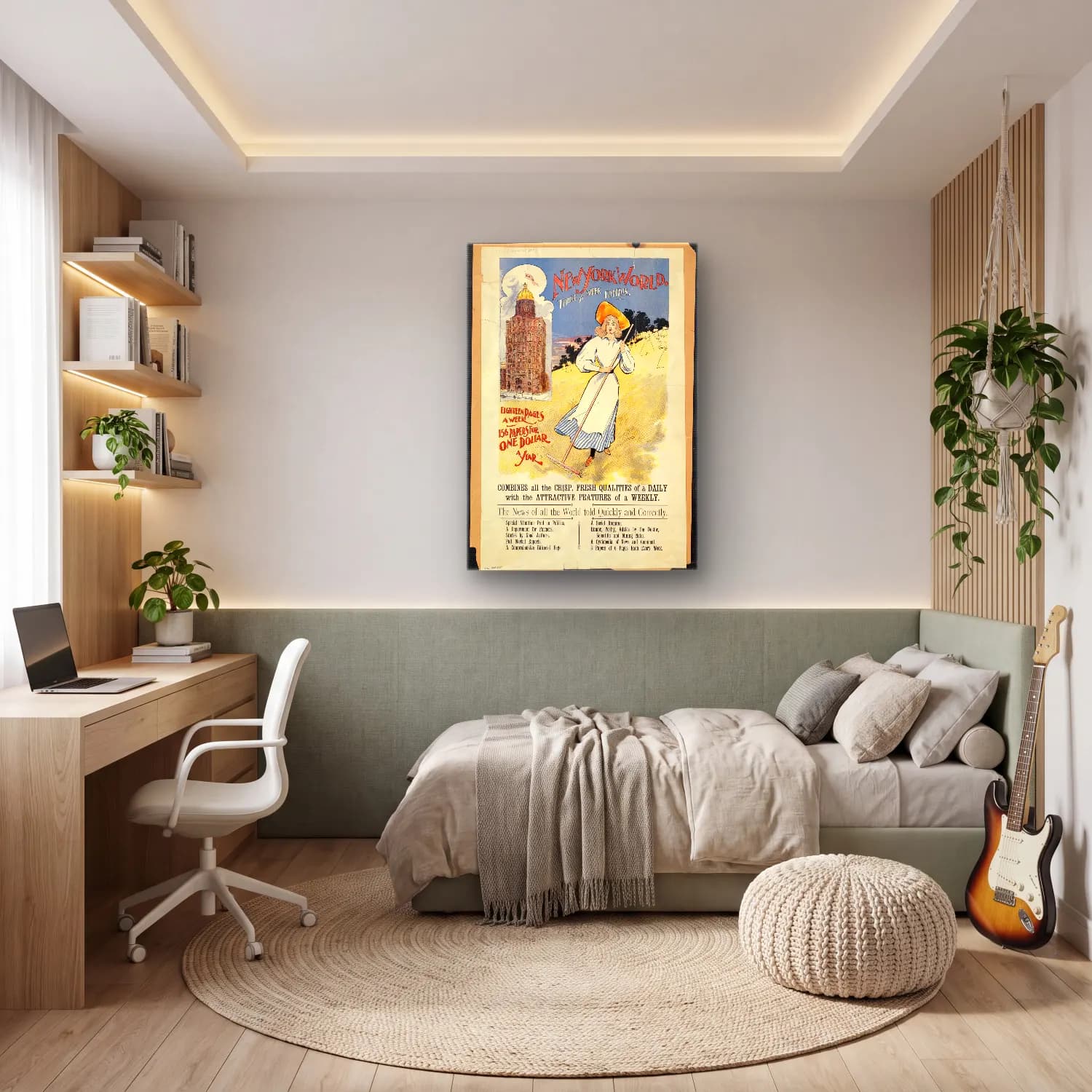 Vintage Poster Şapkalı Kadın cam tablo — genç odasında