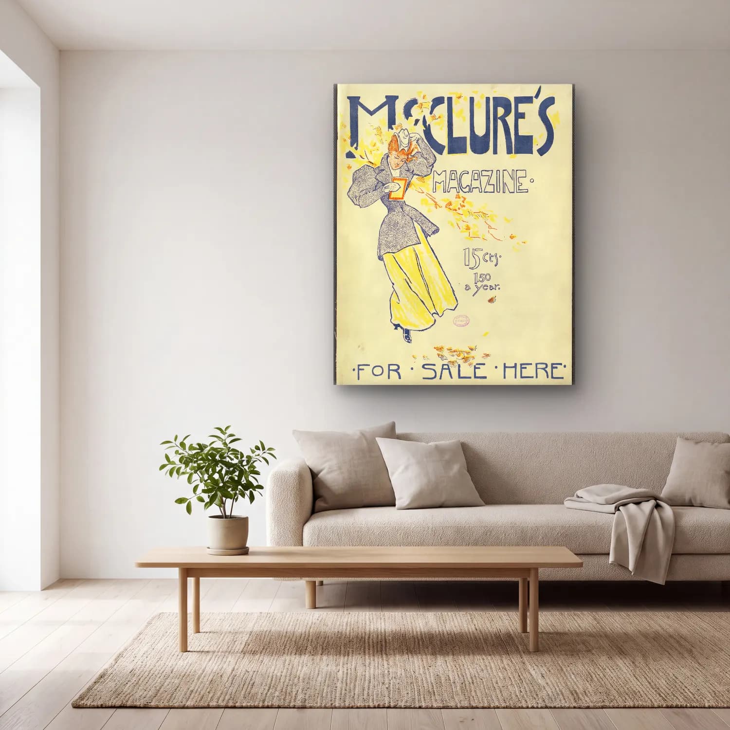 Vintage Poster Elbiseli Kadın No. 8 cam tablo — açık renk salonda