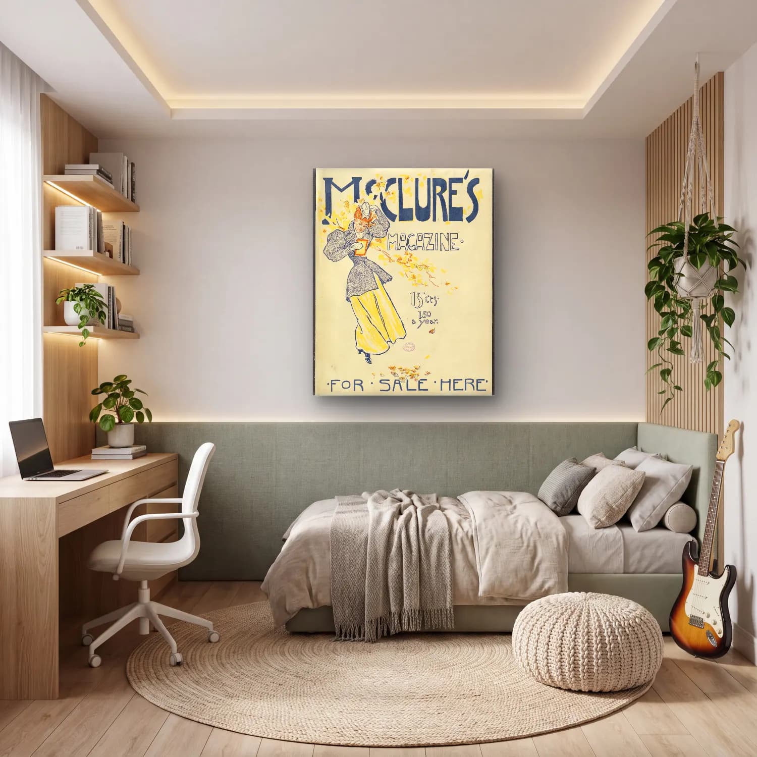 Vintage Poster Elbiseli Kadın No. 8 cam tablo — genç odasında