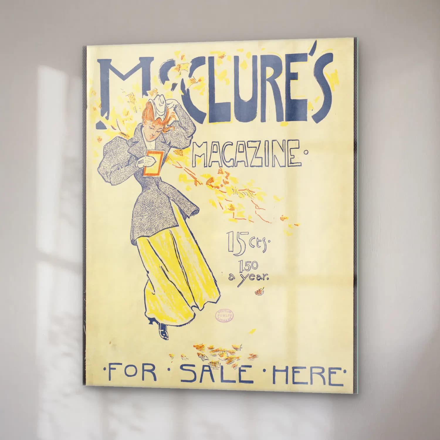 Vintage Poster Elbiseli Kadın No. 8 cam tablo — sağ açıdan görünüm