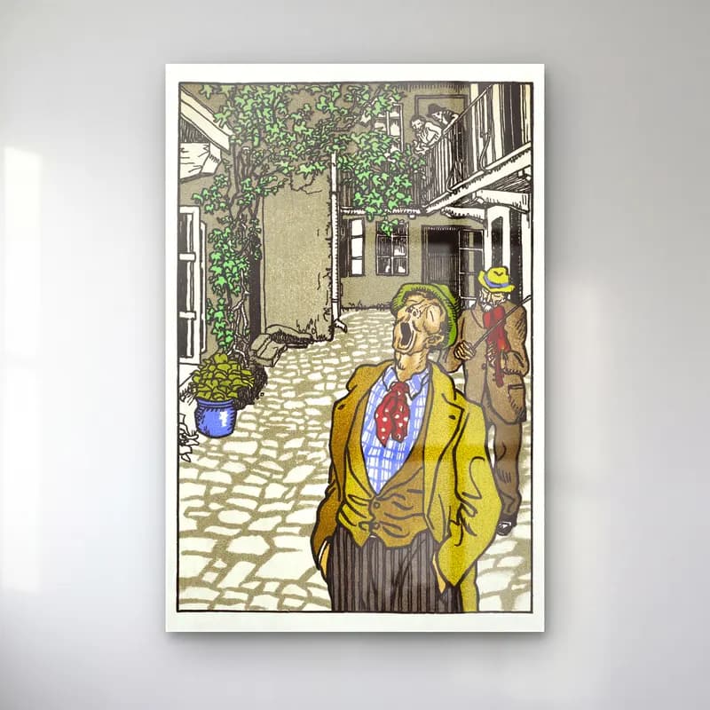 Vintage Köy Sokağı – Sarı Tonlar cam tablo — Vintage Köy Sokağı – Sarı Tonlar — vintage köy sokağı