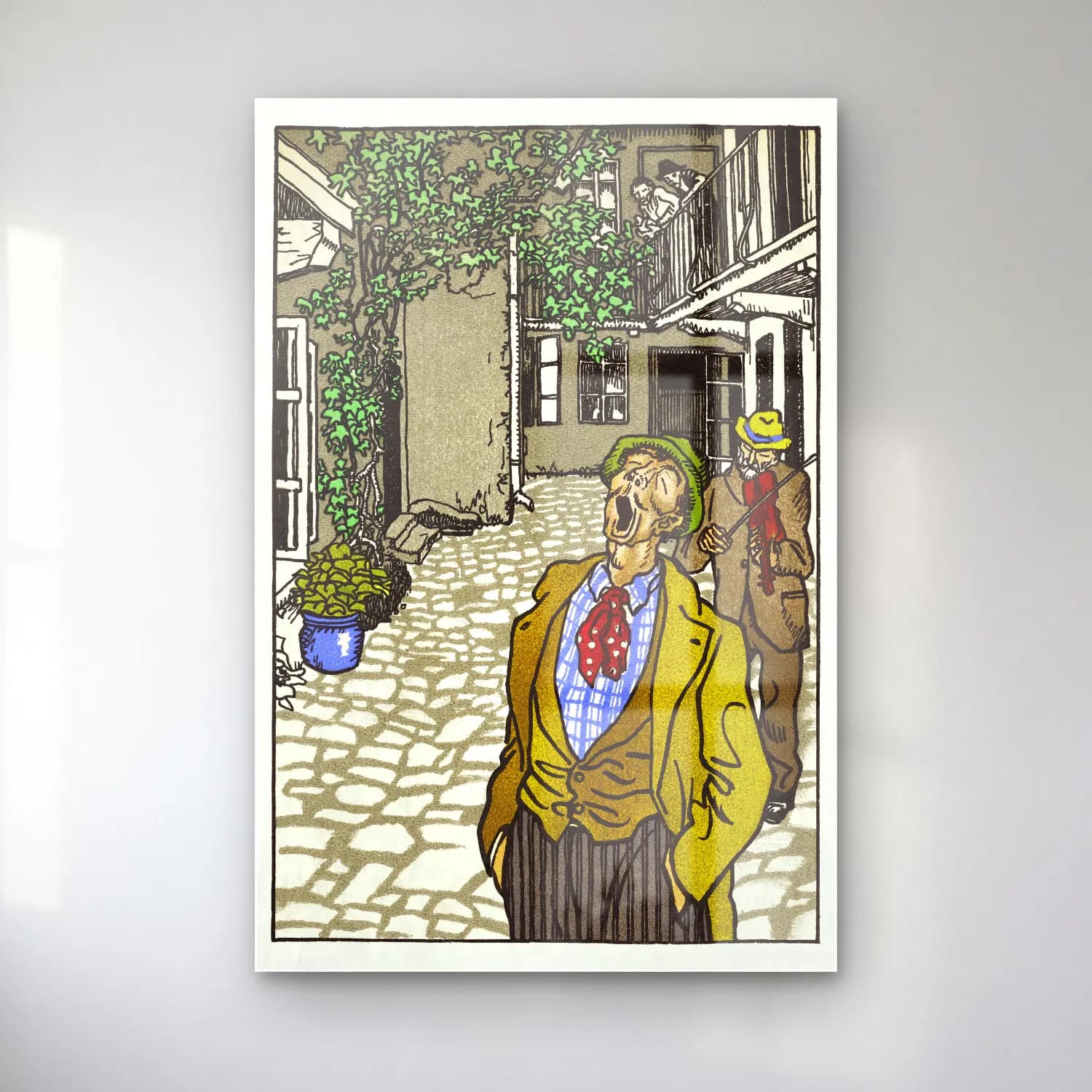 Vintage Köy Sokağı – Sarı Tonlar cam tablo — Vintage Köy Sokağı – Sarı Tonlar — vintage köy sokağı