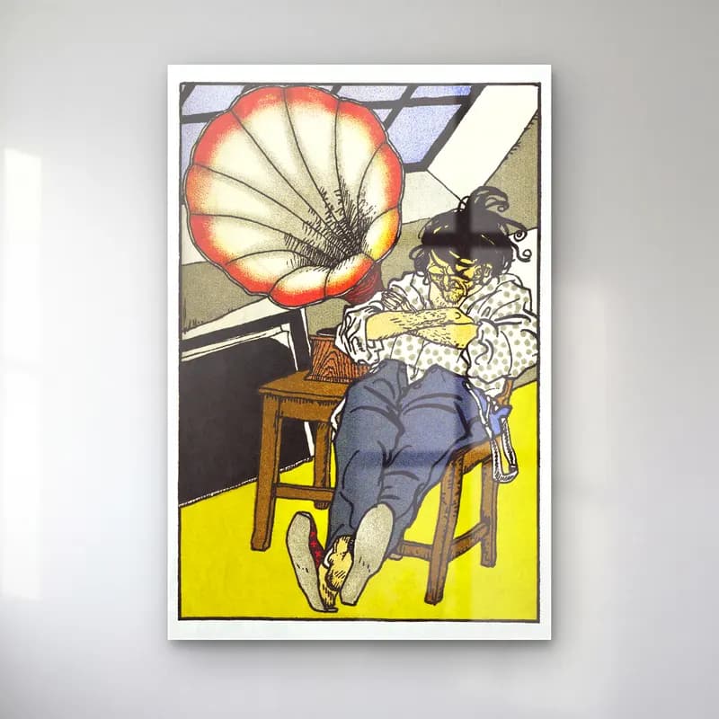 Vintage Poster Kitap Okuyan Kadın – Sarı Tonlar cam tablo — Vintage Poster Kitap Okuyan Kadın – Sarı Tonlar — vintage poster kitap okuyan kadın