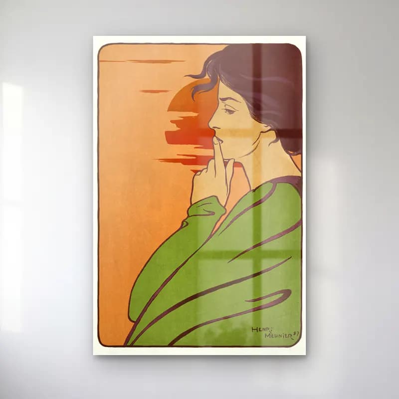 Vintage Poster Kadın Portresi – Turuncu Tonlar cam tablo — Vintage Poster Kadın Portresi – Turuncu Tonlar — vintage poster kadın portresi