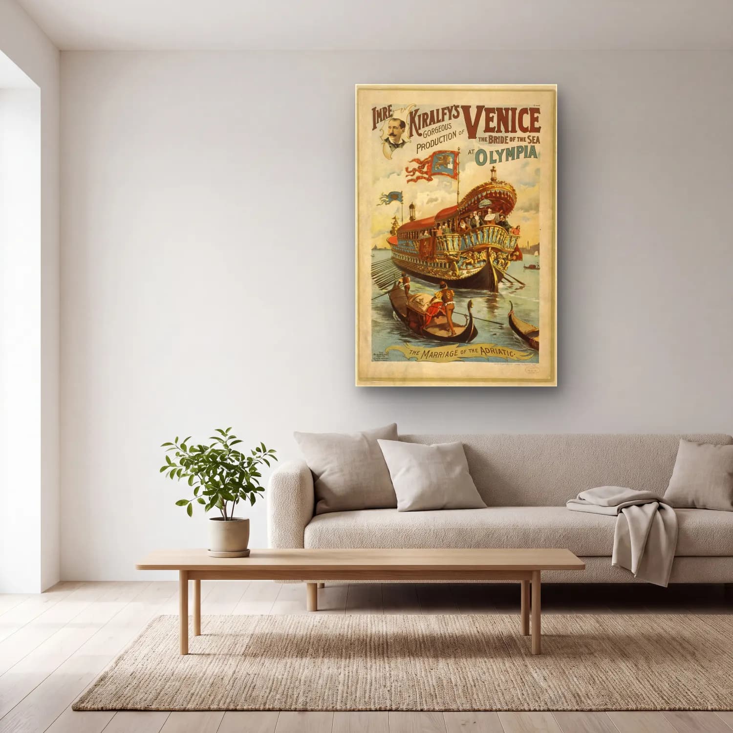 Vintage Poster Liman ve Tekneler – Mavi Tonlar cam tablo — açık renk salonda