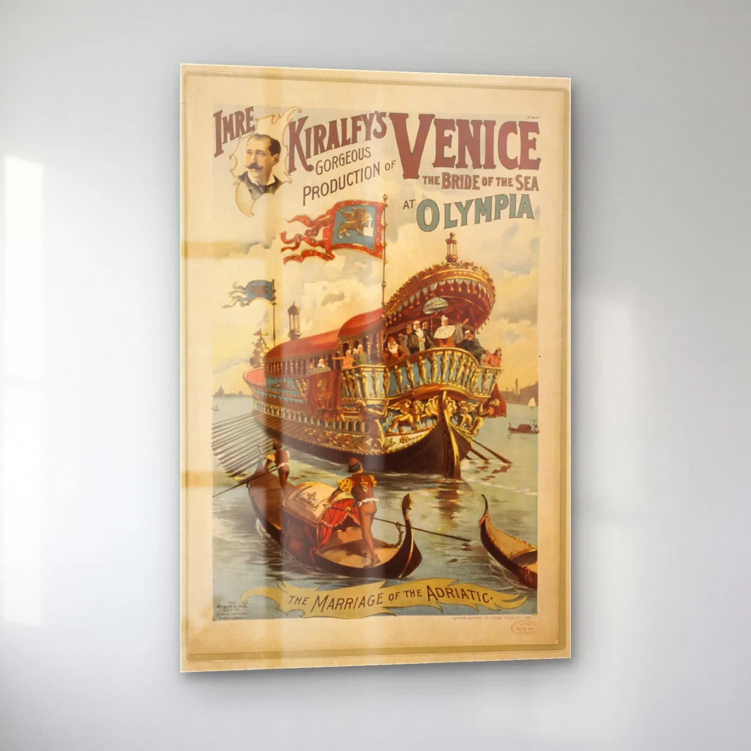 Vintage Poster Liman ve Tekneler – Mavi Tonlar cam tablo — sol açıdan görünüm