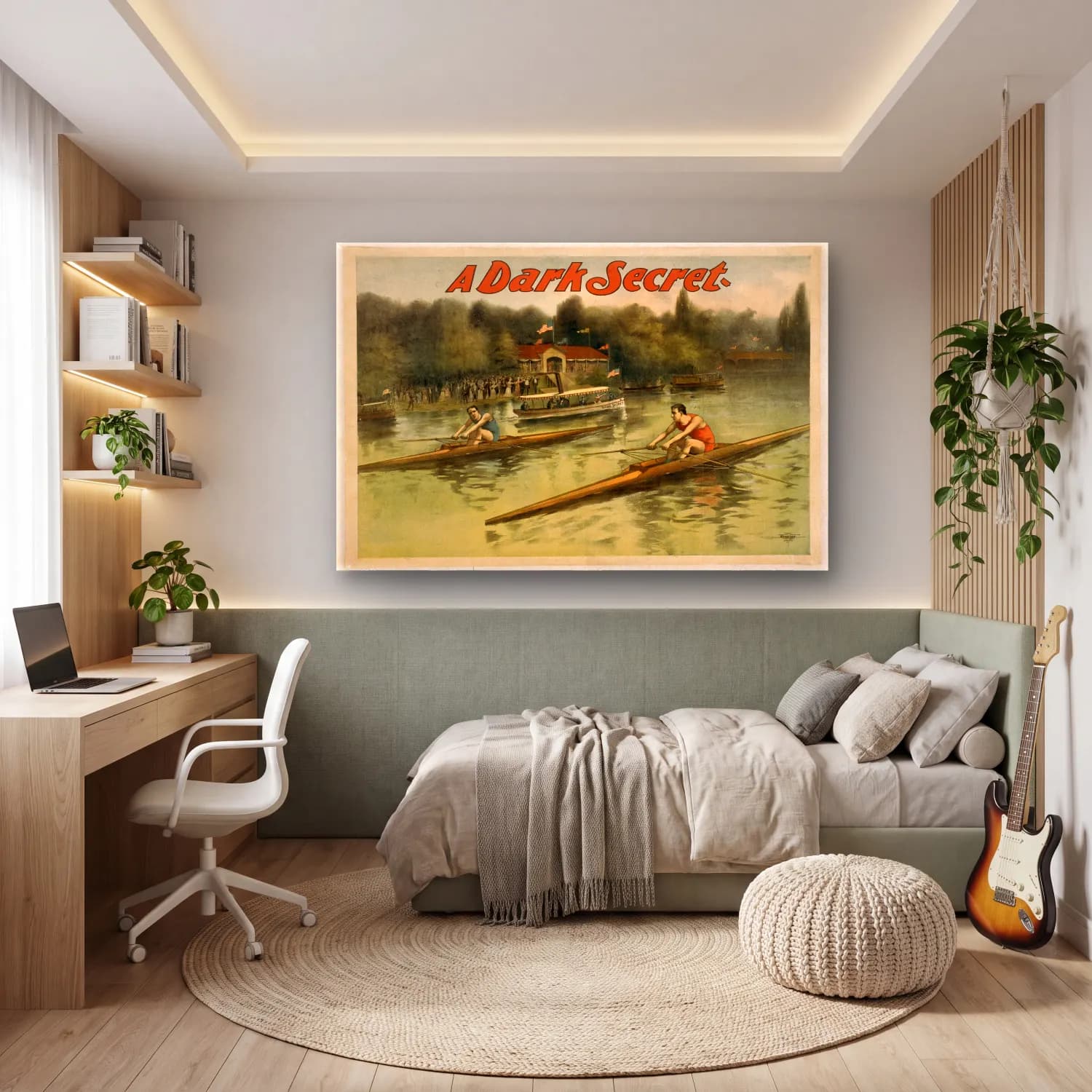 Vintage Poster Yelken Yarışı – Siyah Beyaz Tonlar cam tablo — genç odasında